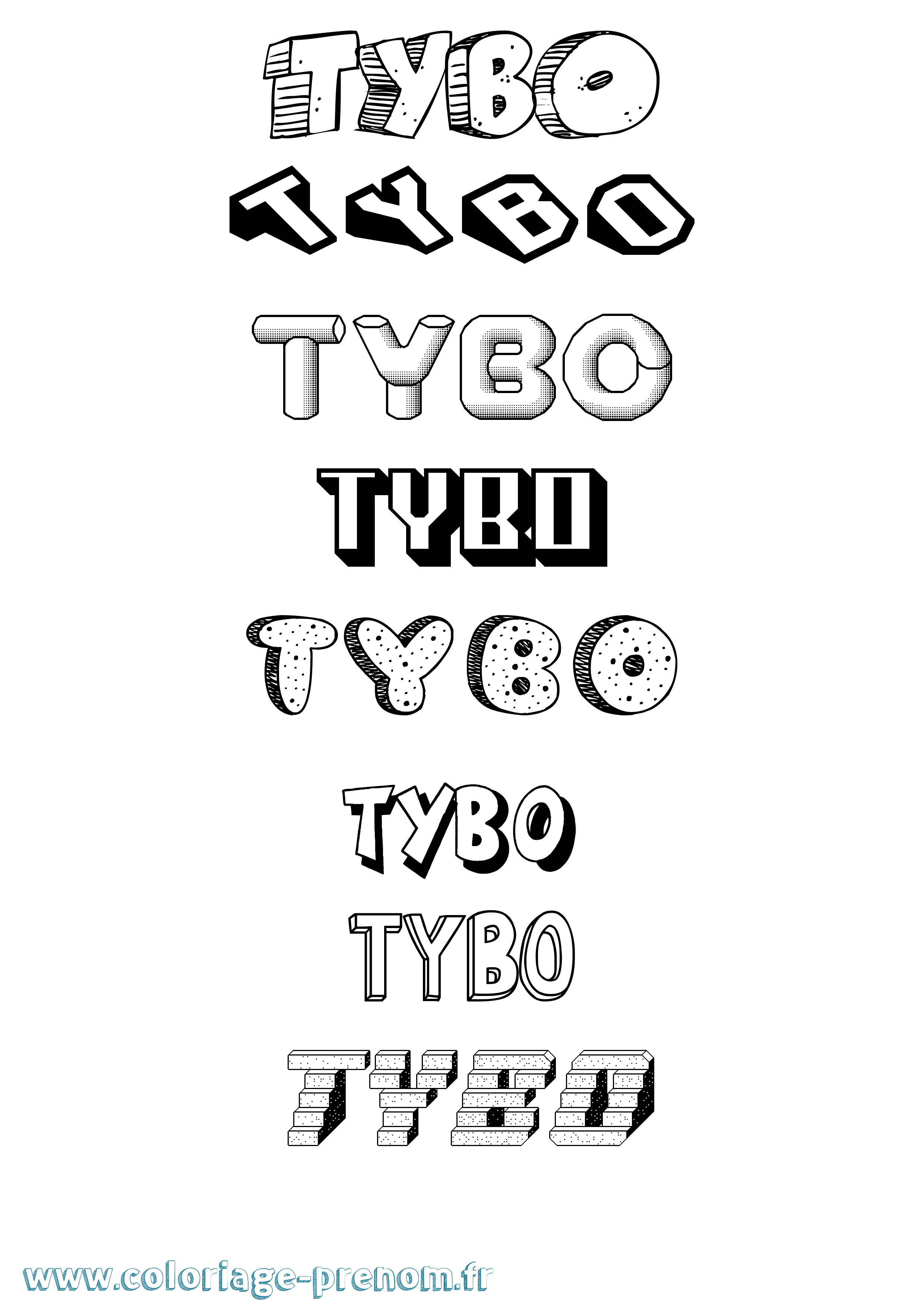 Coloriage Tybo Effet 3D Coloriage prénom Tybo Effet 3D