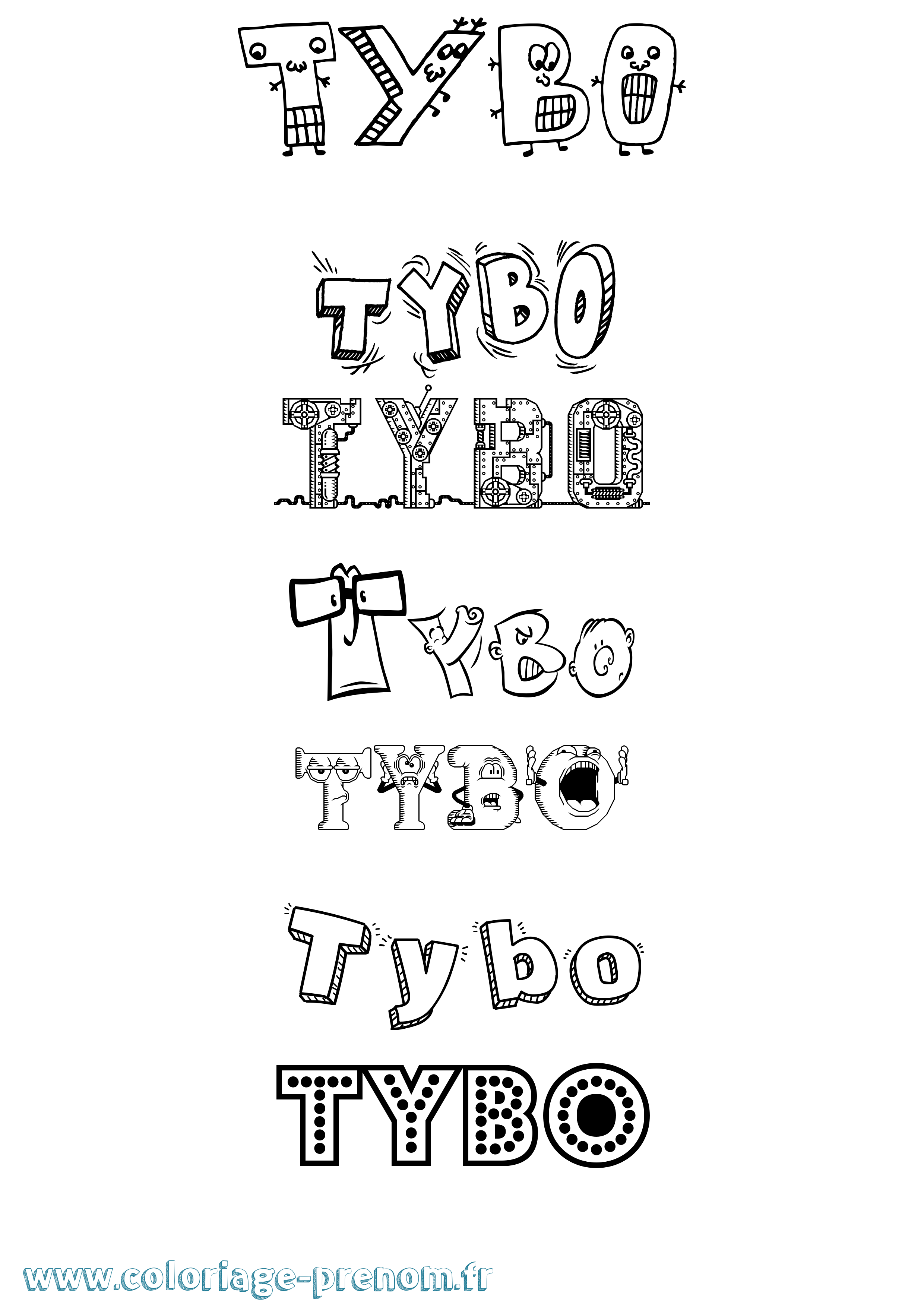 Coloriage Tybo Fun Coloriage prénom Tybo Fun