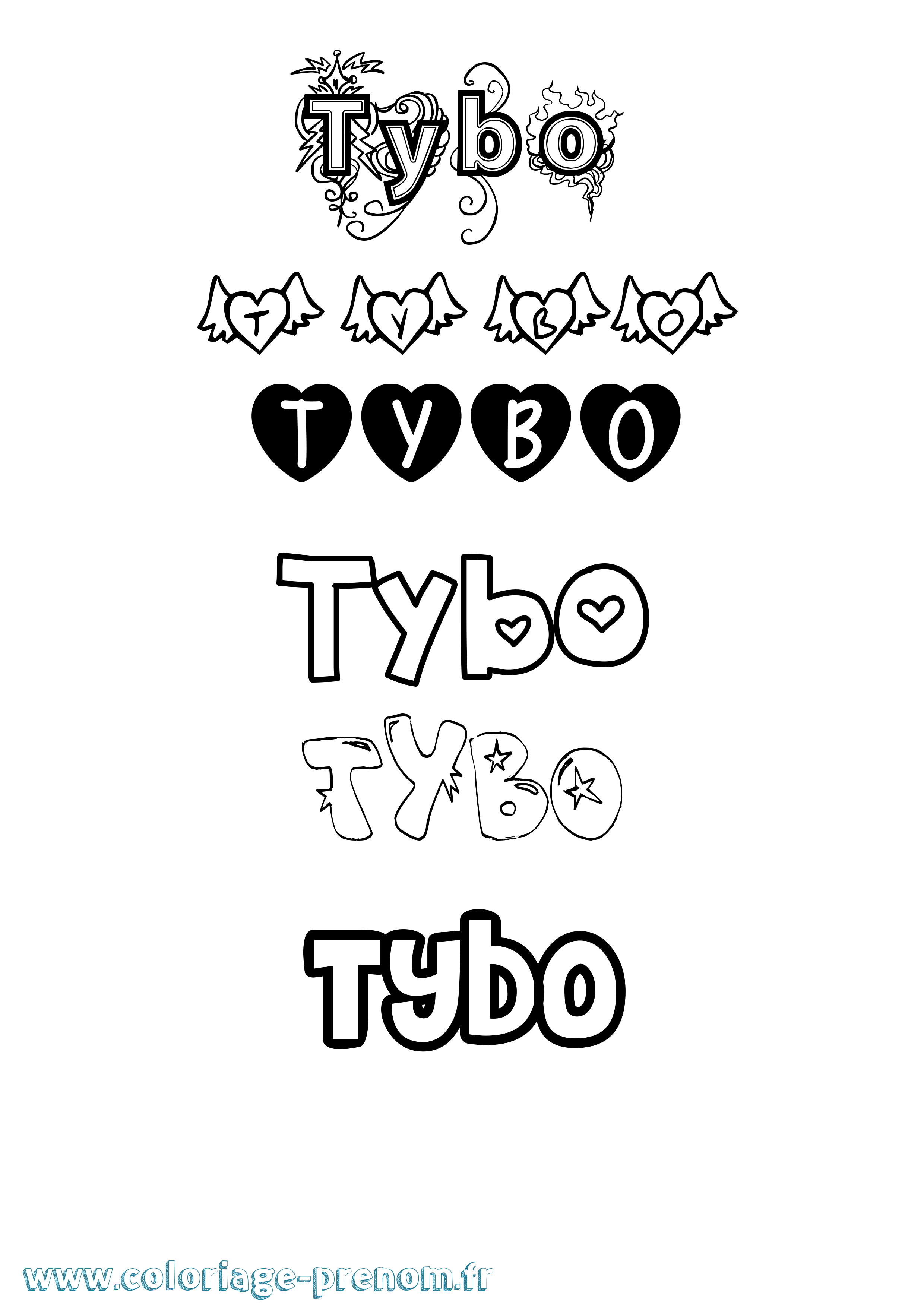 Coloriage Tybo Girly Coloriage prénom Tybo Girly