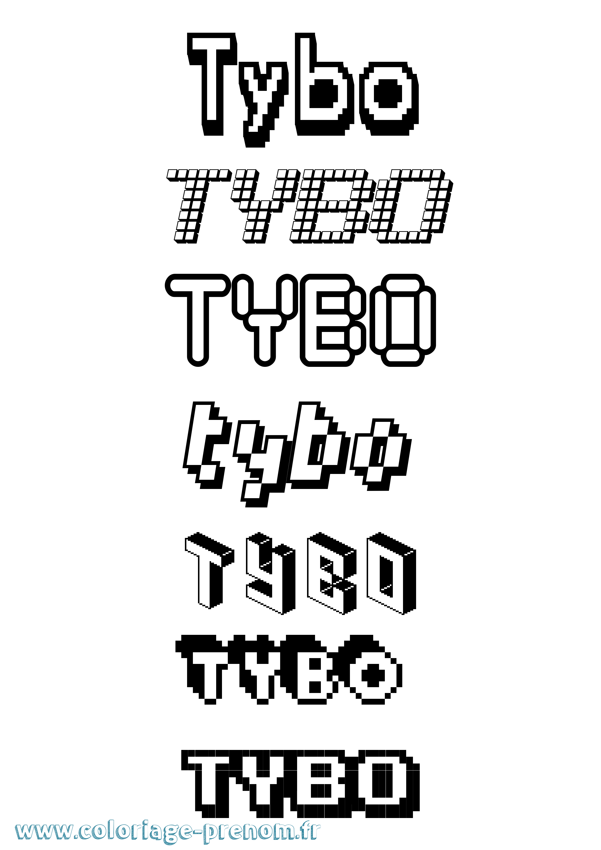 Coloriage Tybo Pixel Coloriage prénom Tybo Pixel