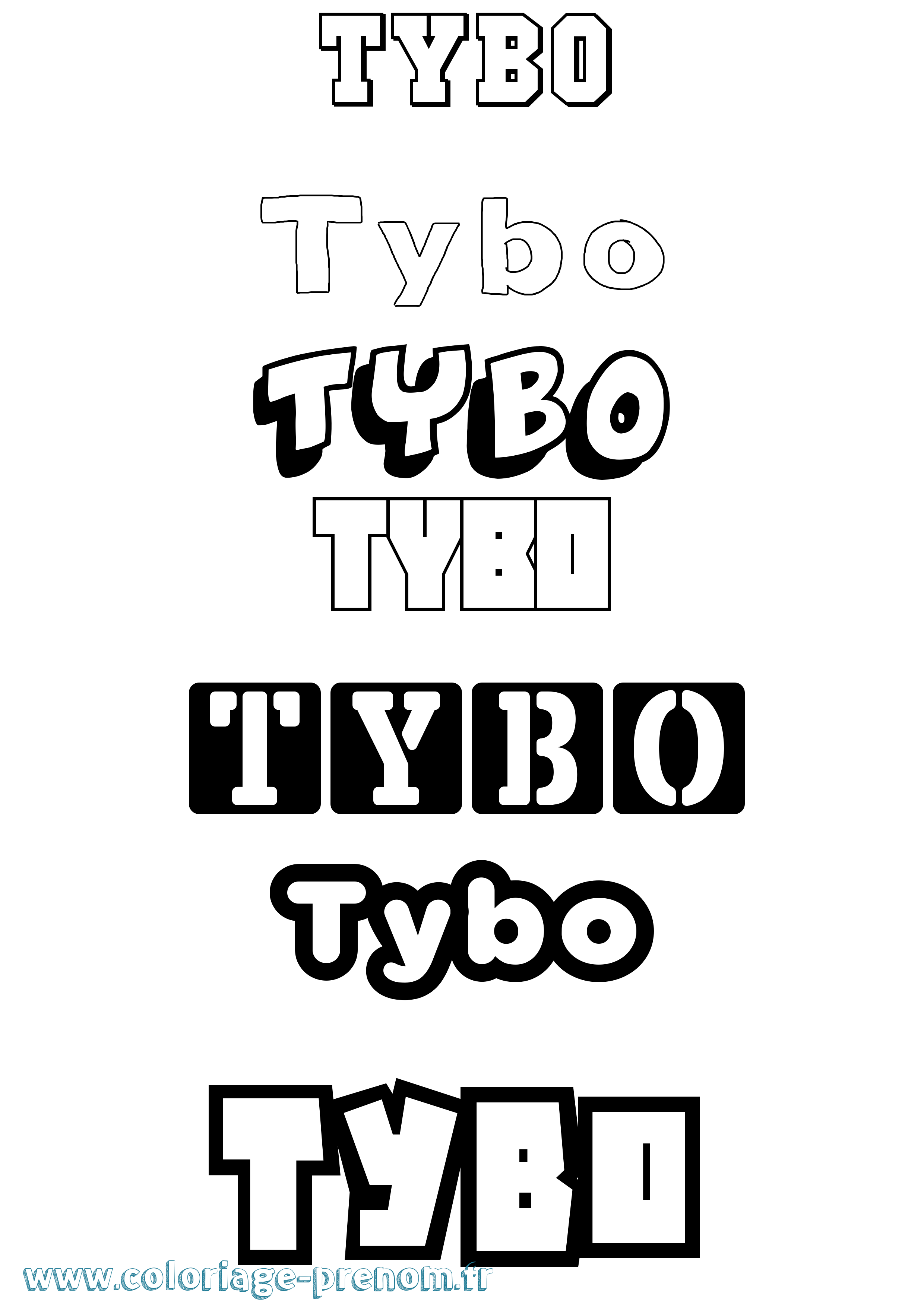 Coloriage Tybo Simple Coloriage prénom Tybo Simple
