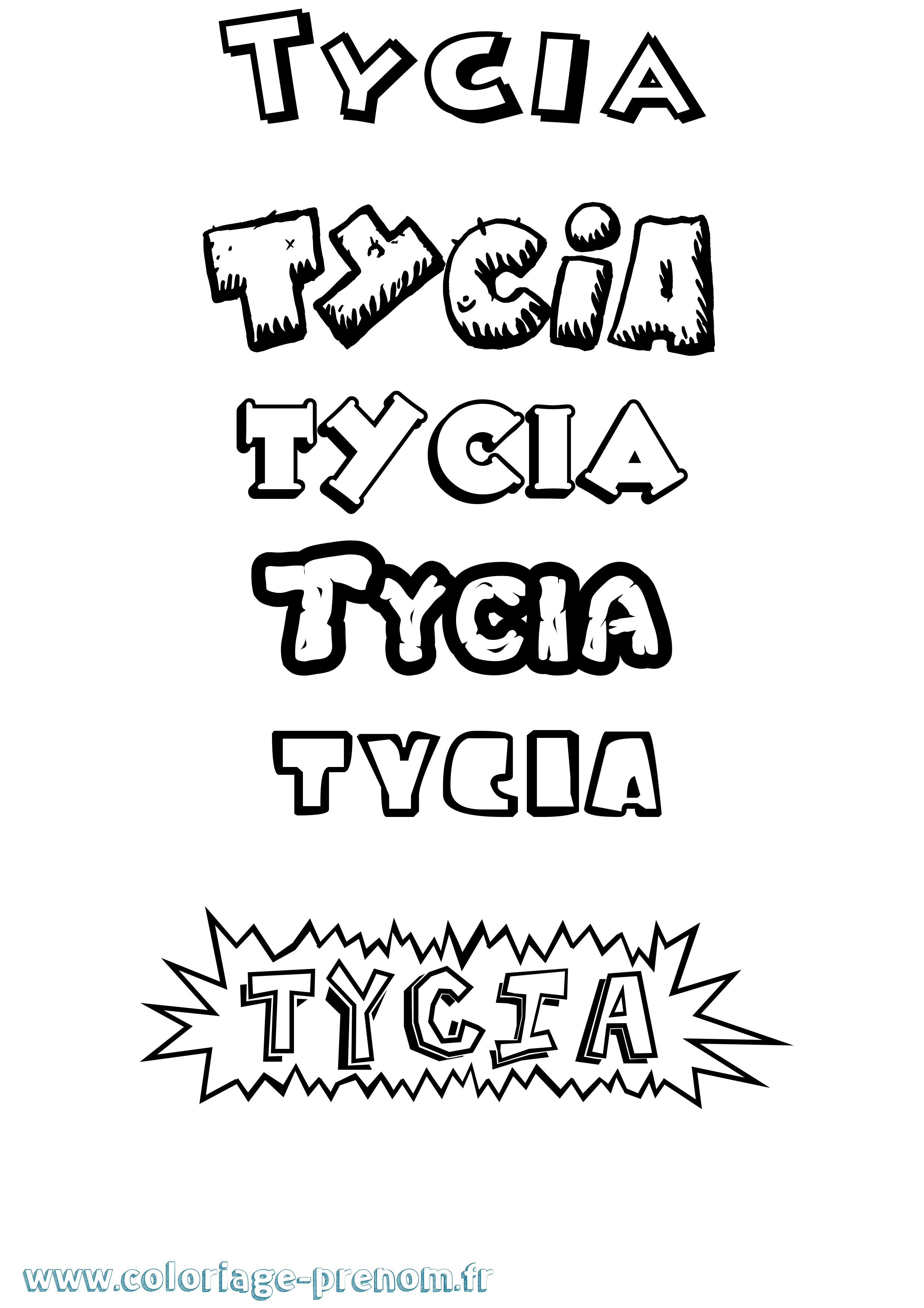 Coloriage Tycia Dessin Animé Coloriage prénom Tycia Dessin Animé