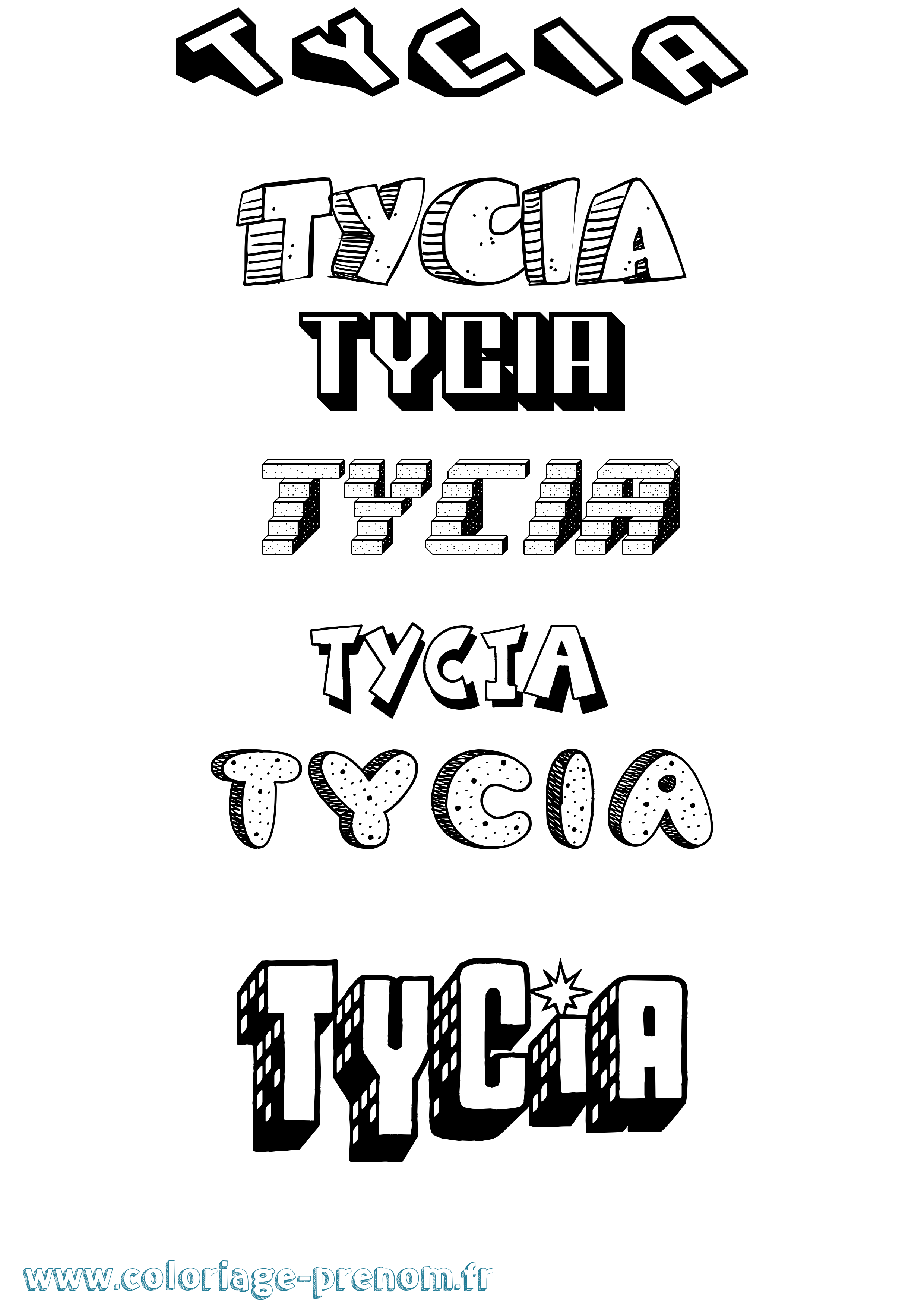 Coloriage Tycia Effet 3D Coloriage prénom Tycia Effet 3D
