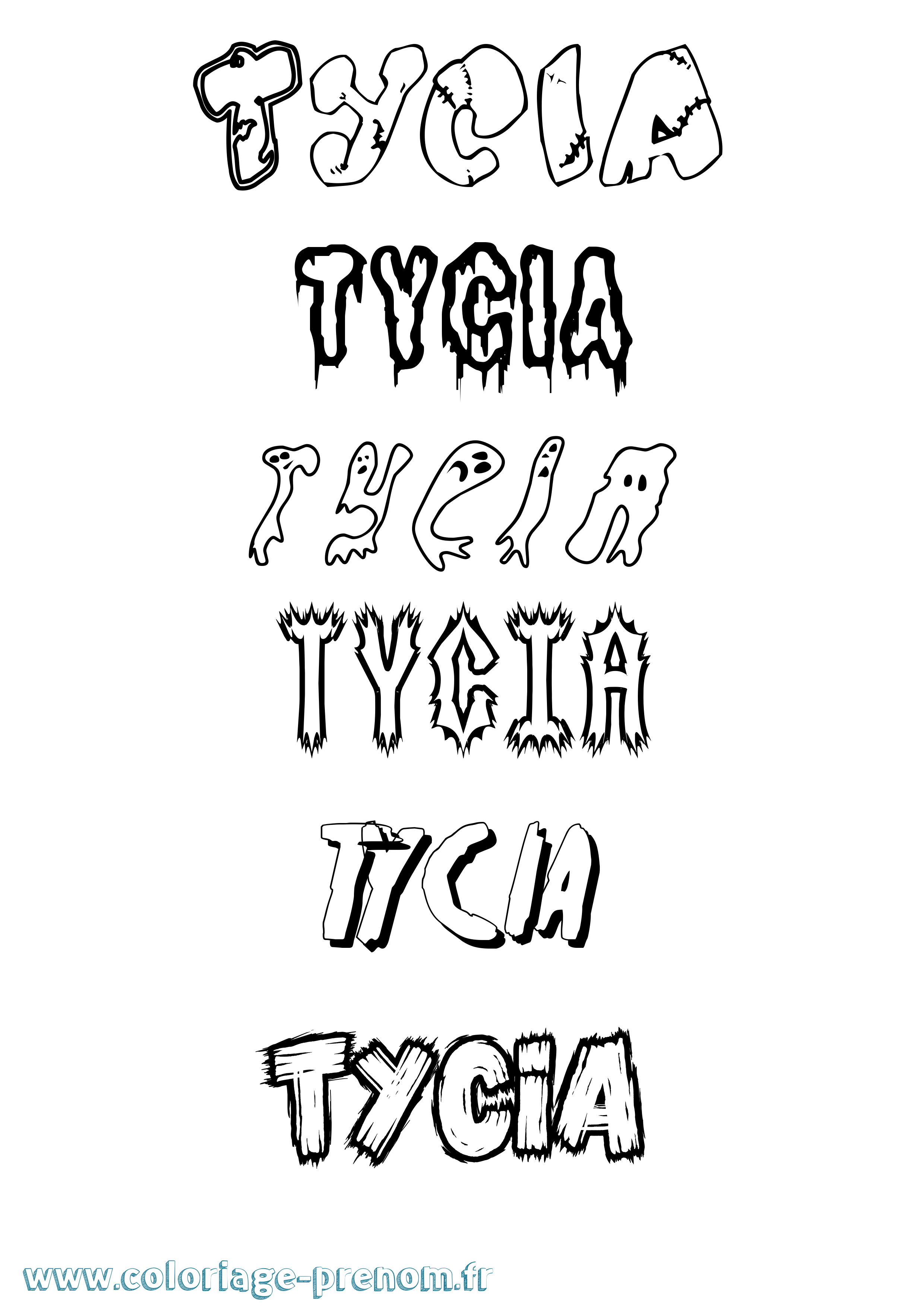 Coloriage Tycia Frisson Coloriage prénom Tycia Frisson