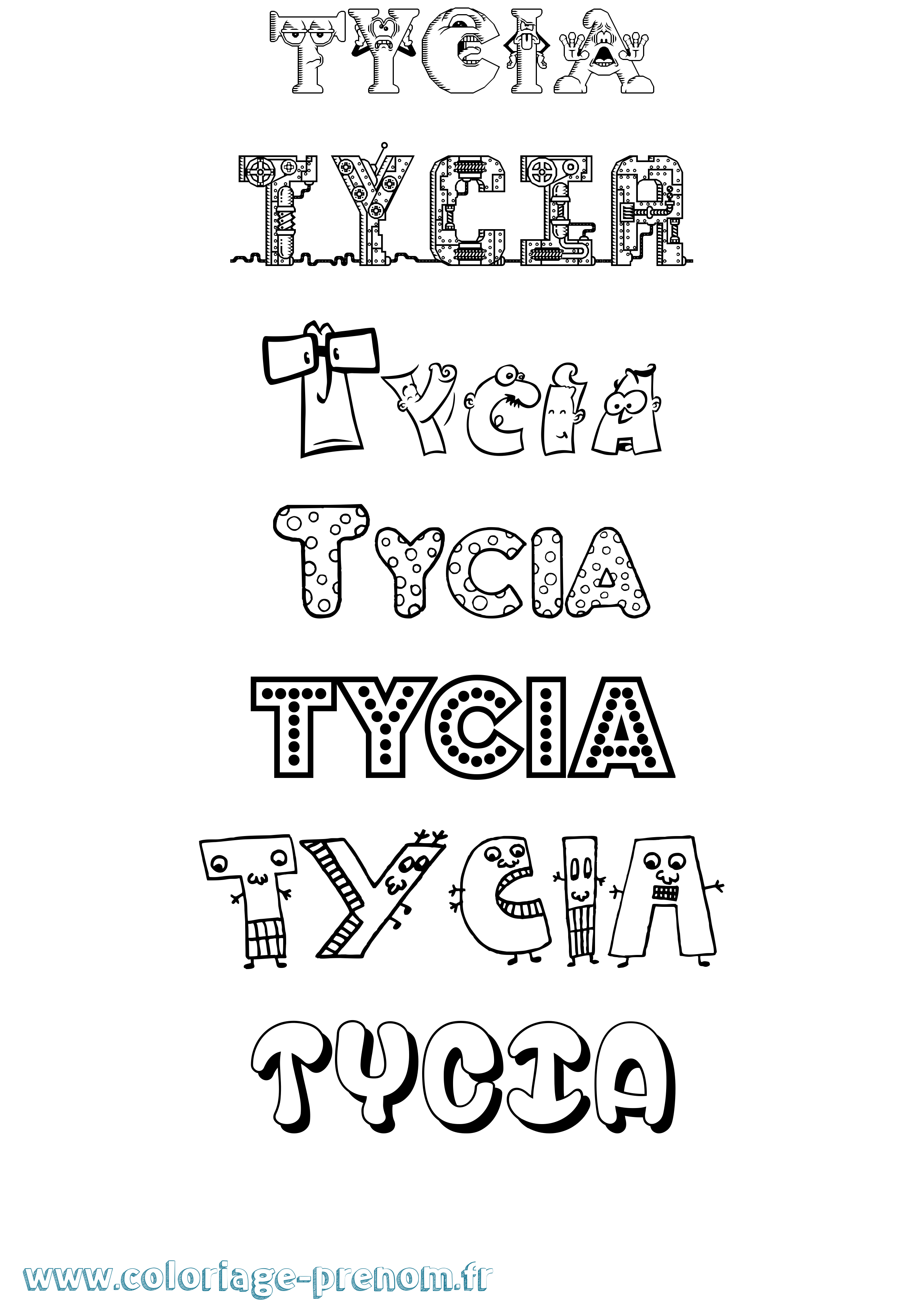 Coloriage Tycia Fun Coloriage prénom Tycia Fun