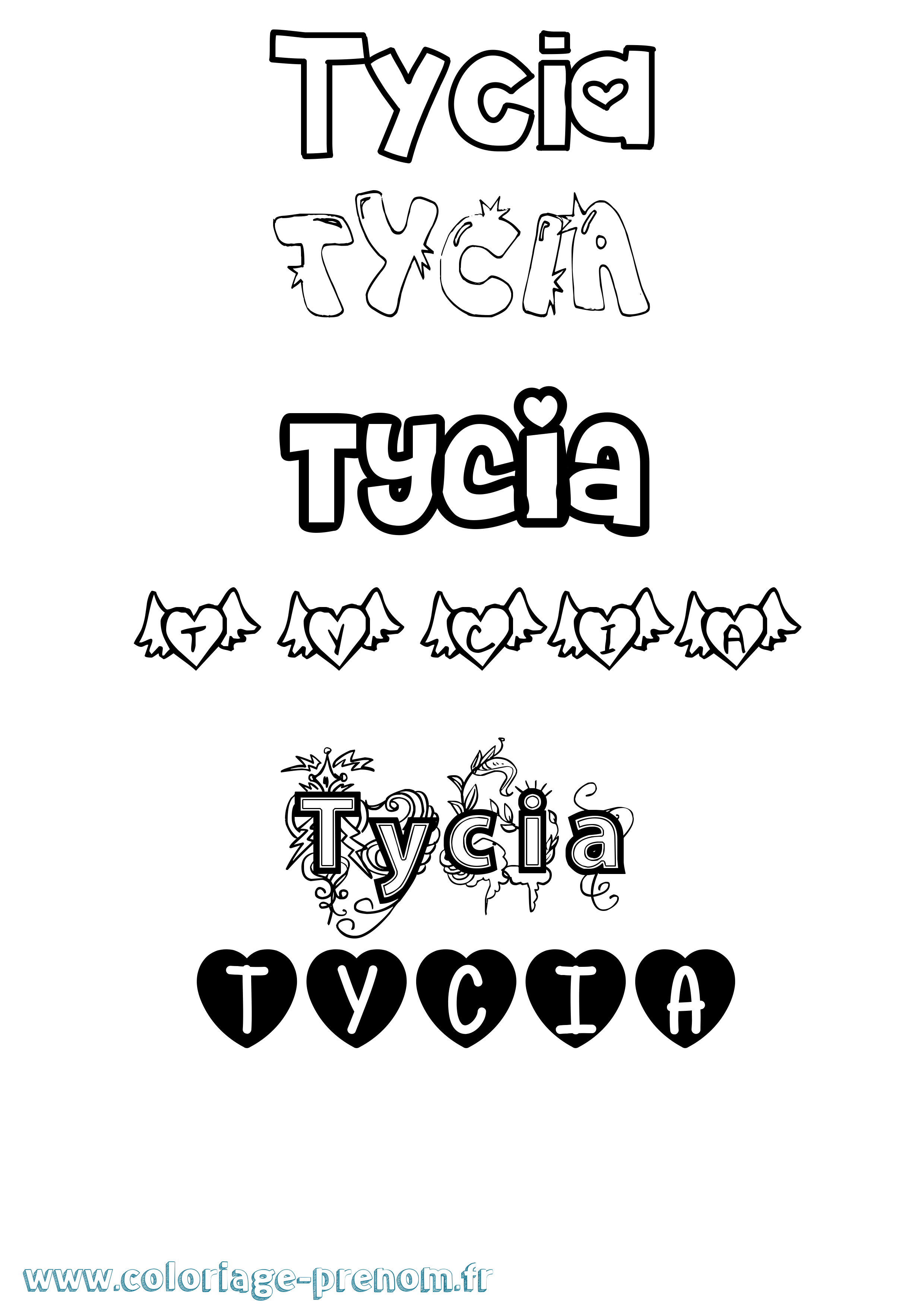 Coloriage Tycia Girly Coloriage prénom Tycia Girly