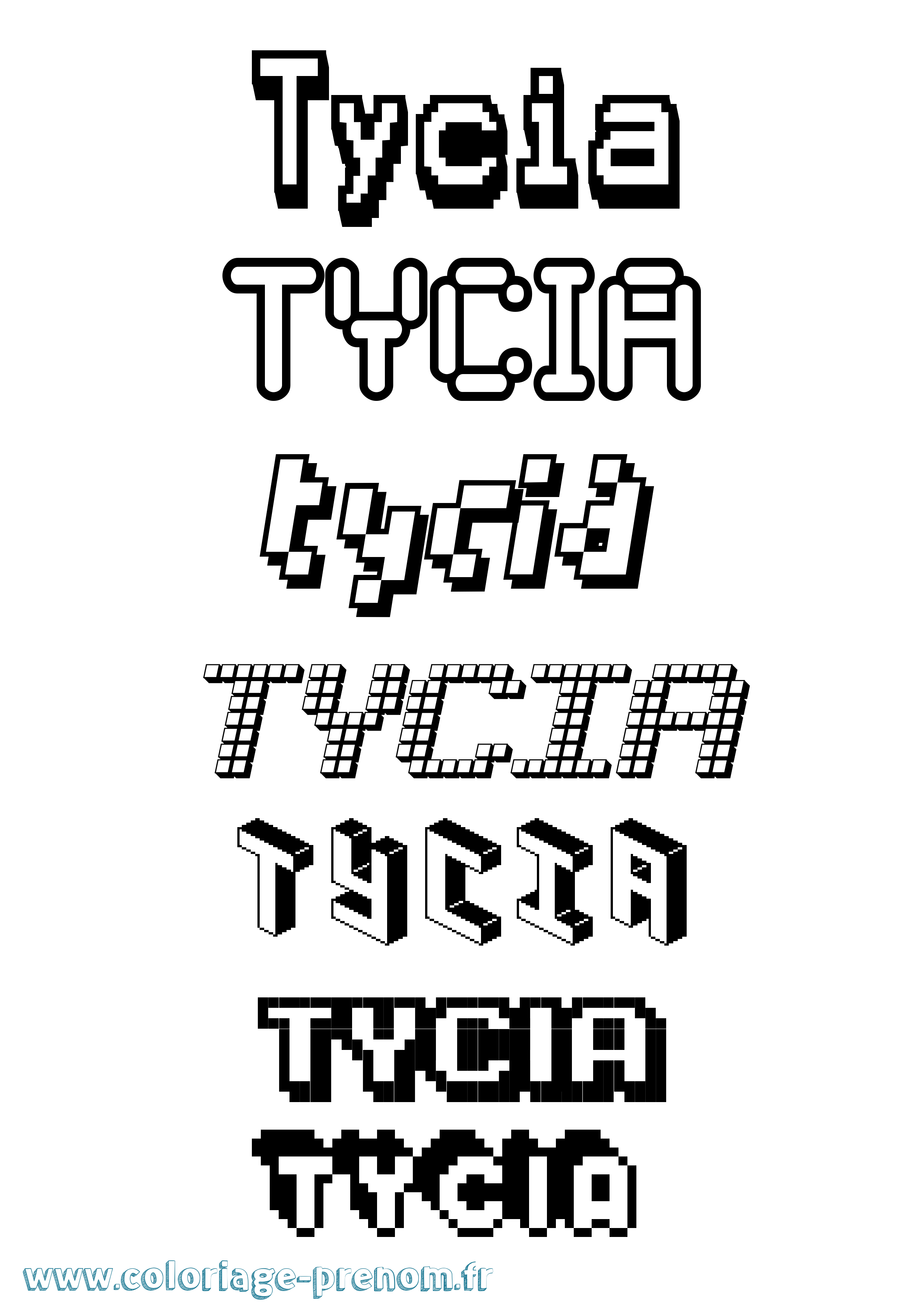 Coloriage Tycia Pixel Coloriage prénom Tycia Pixel
