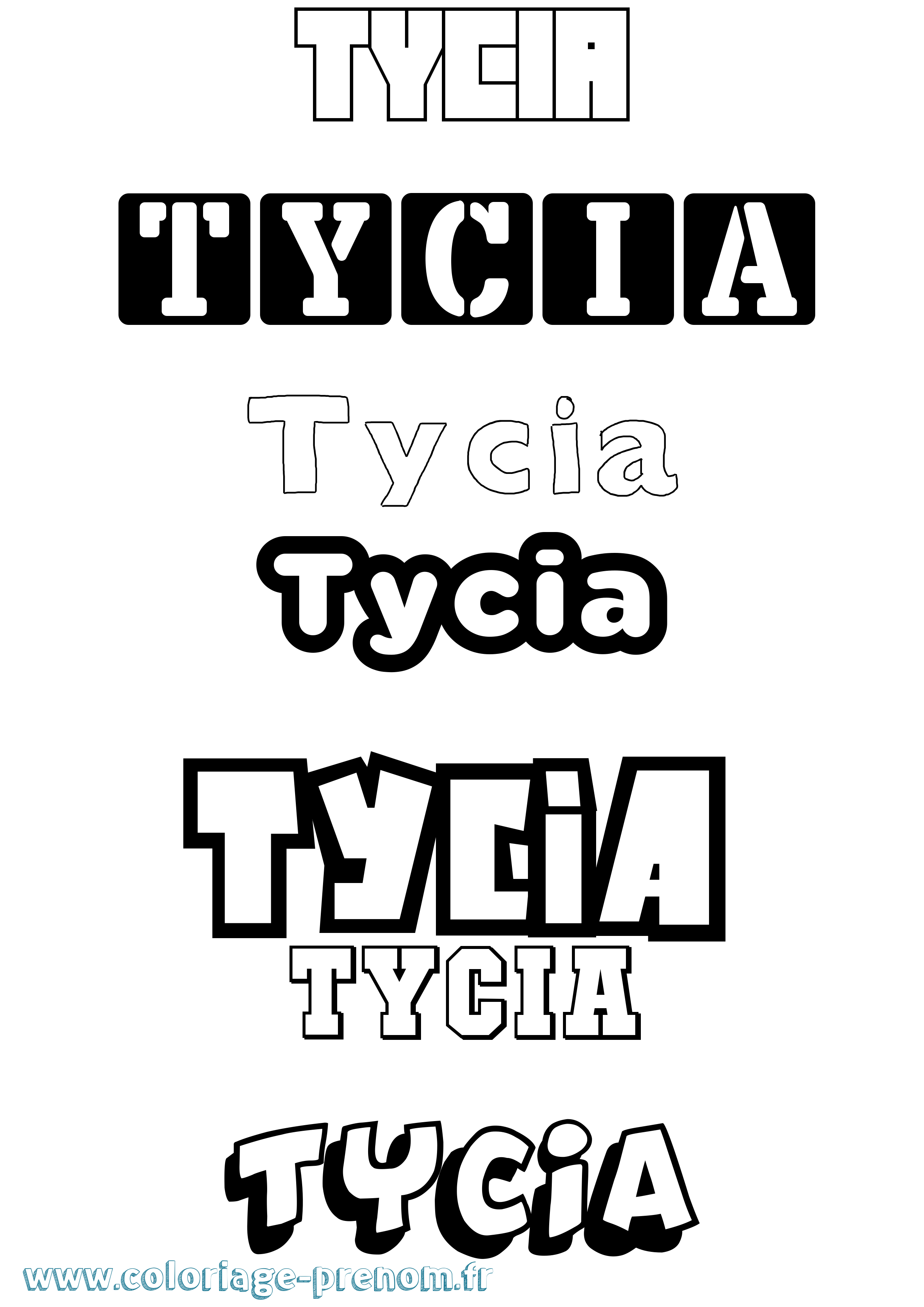 Coloriage Tycia Simple Coloriage prénom Tycia Simple