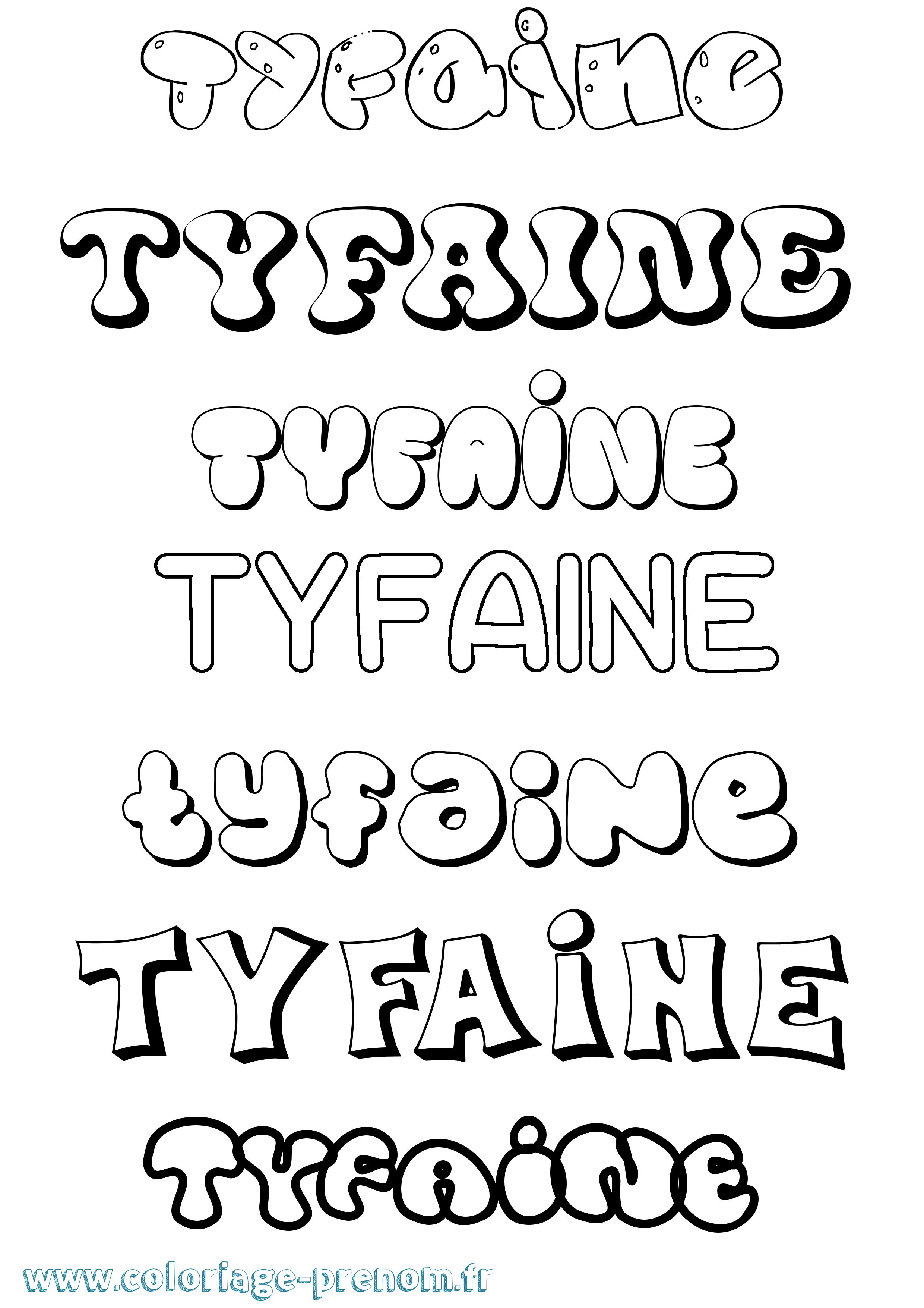 Coloriage Tyfaine Bubble Coloriage prénom Tyfaine Bubble