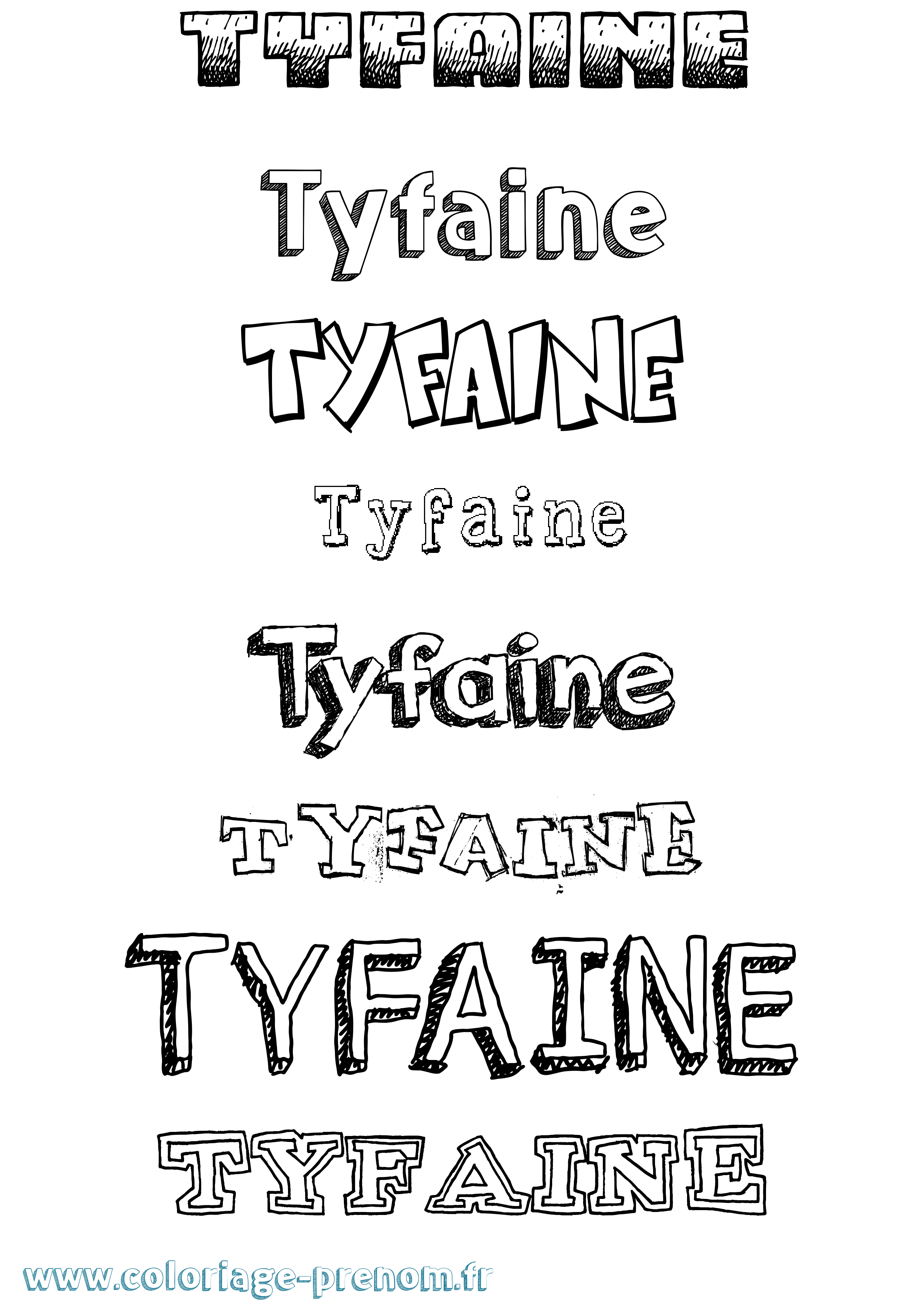 Coloriage Tyfaine Dessiné Coloriage prénom Tyfaine Dessiné