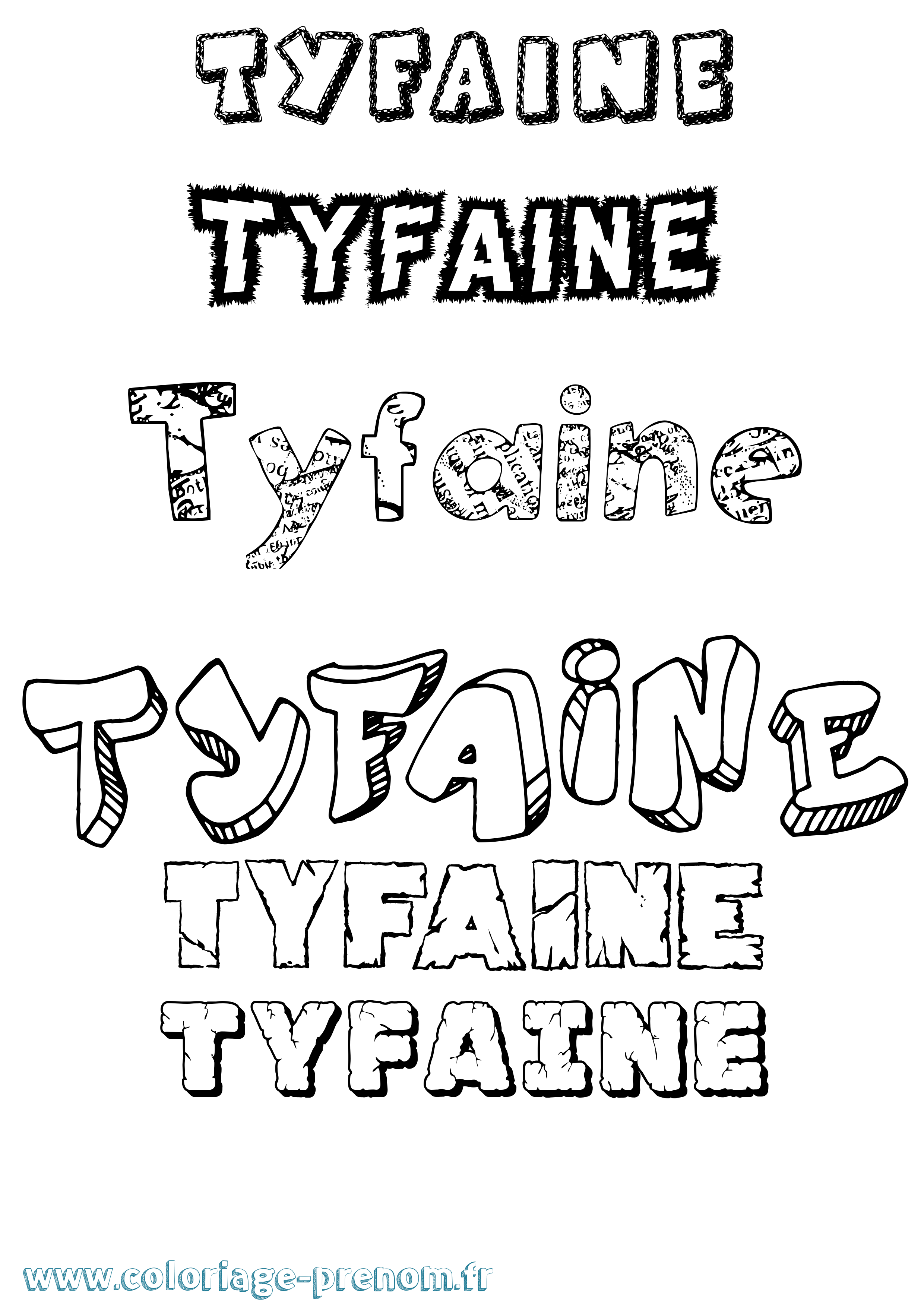 Coloriage Tyfaine Destructuré Coloriage prénom Tyfaine Destructuré