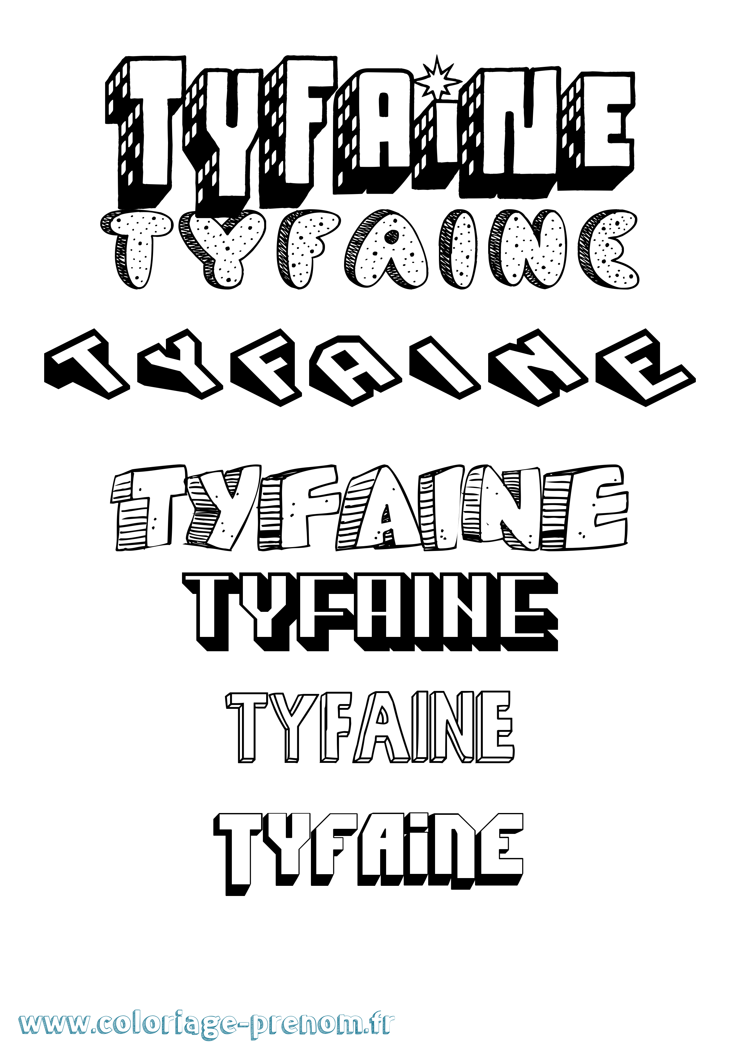Coloriage Tyfaine Effet 3D Coloriage prénom Tyfaine Effet 3D