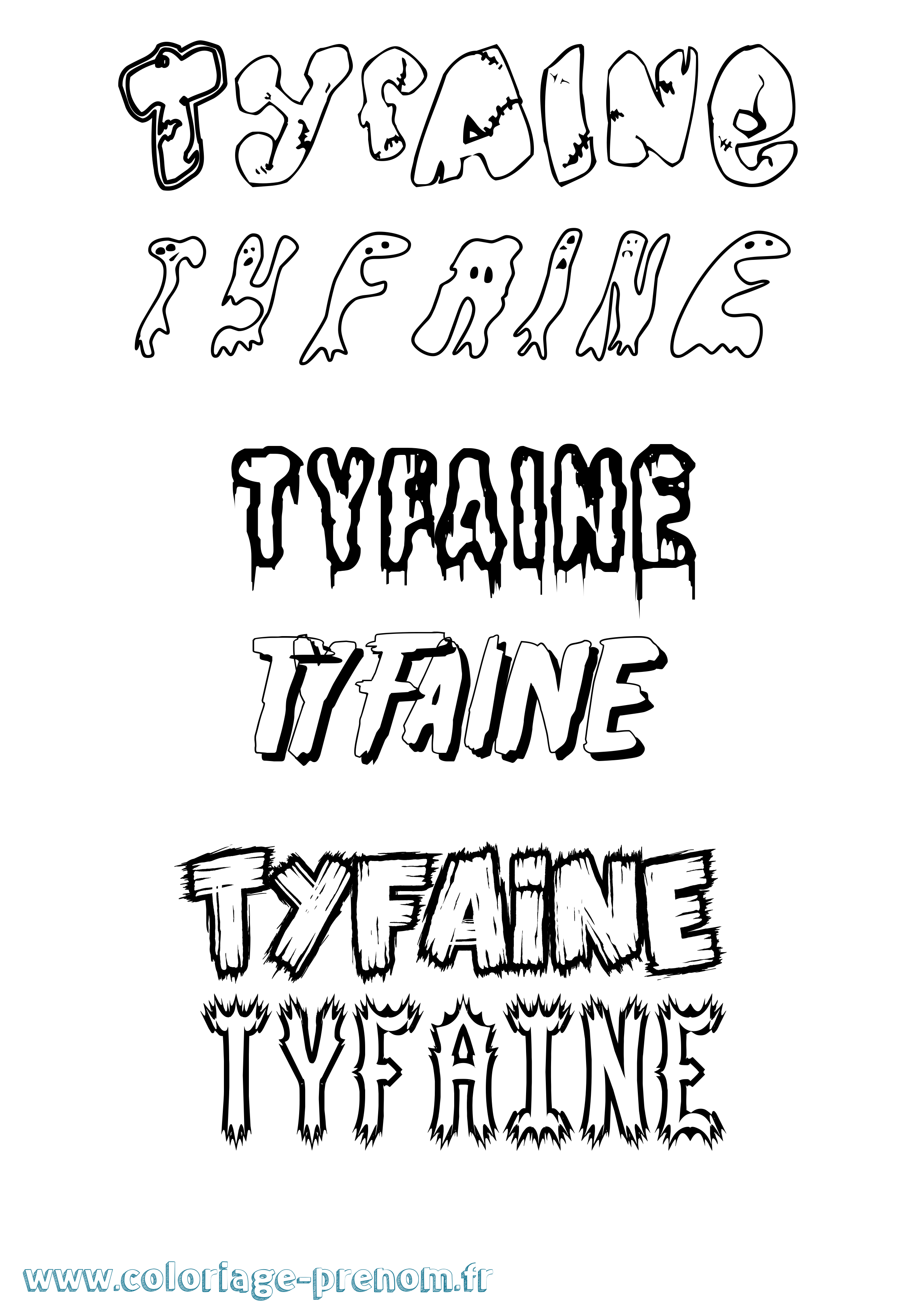 Coloriage Tyfaine Frisson Coloriage prénom Tyfaine Frisson