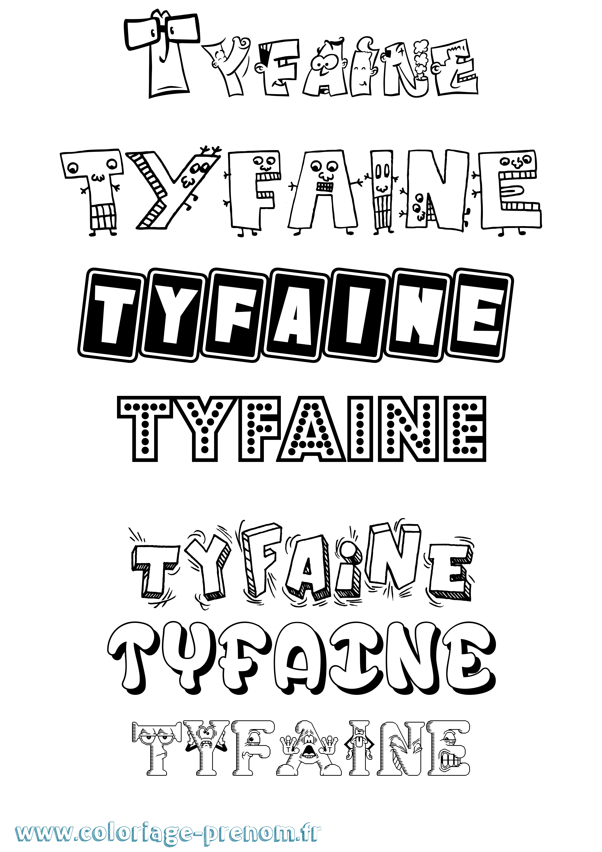 Coloriage Tyfaine Fun Coloriage prénom Tyfaine Fun