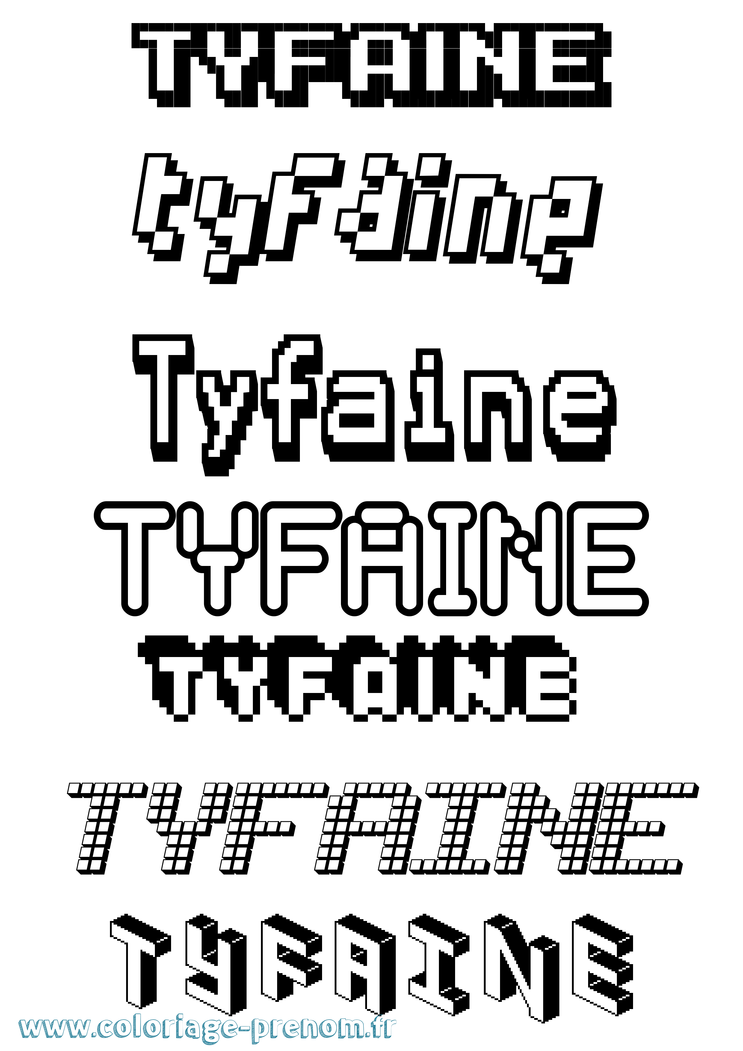 Coloriage Tyfaine Pixel Coloriage prénom Tyfaine Pixel