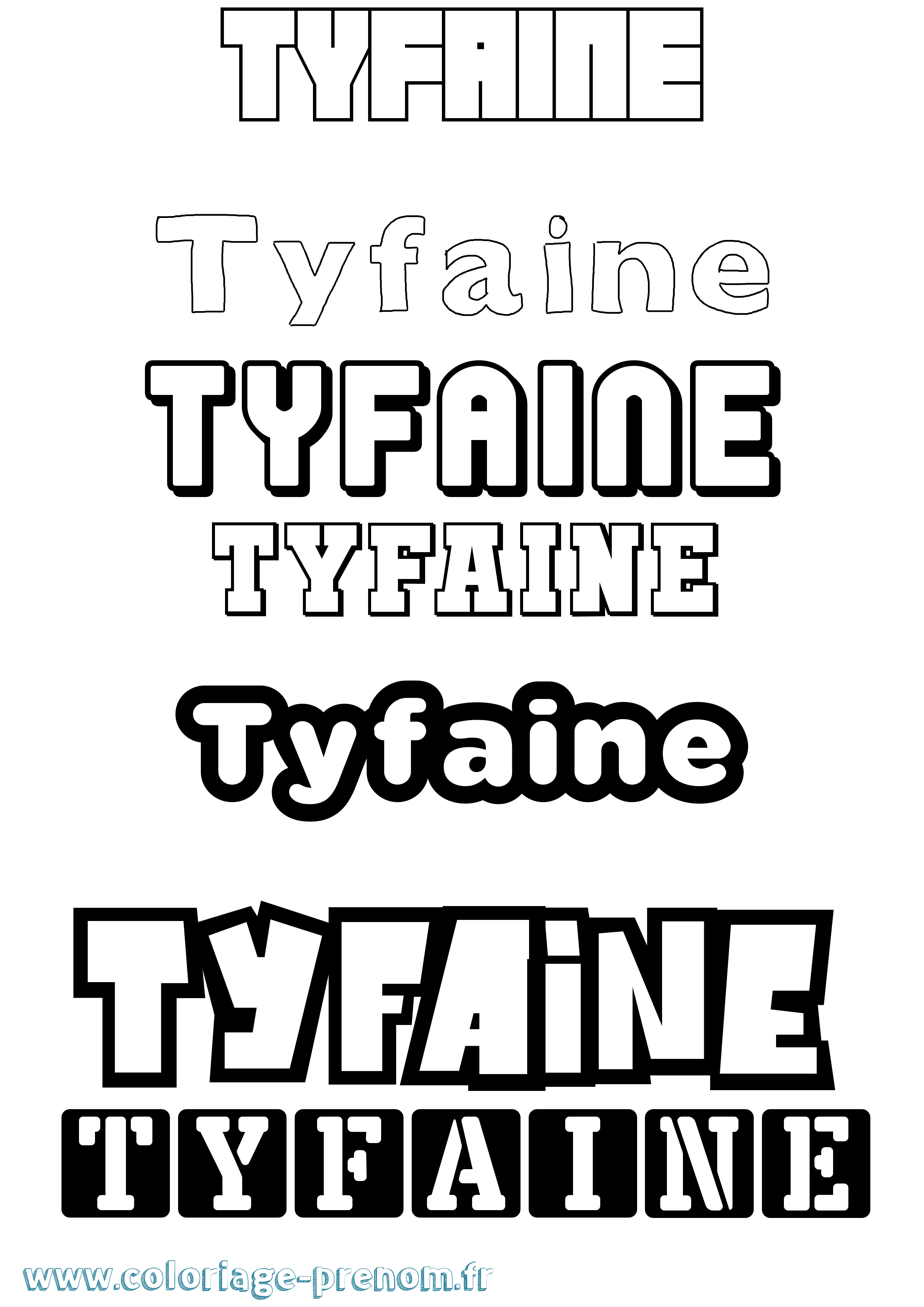Coloriage Tyfaine Simple Coloriage prénom Tyfaine Simple