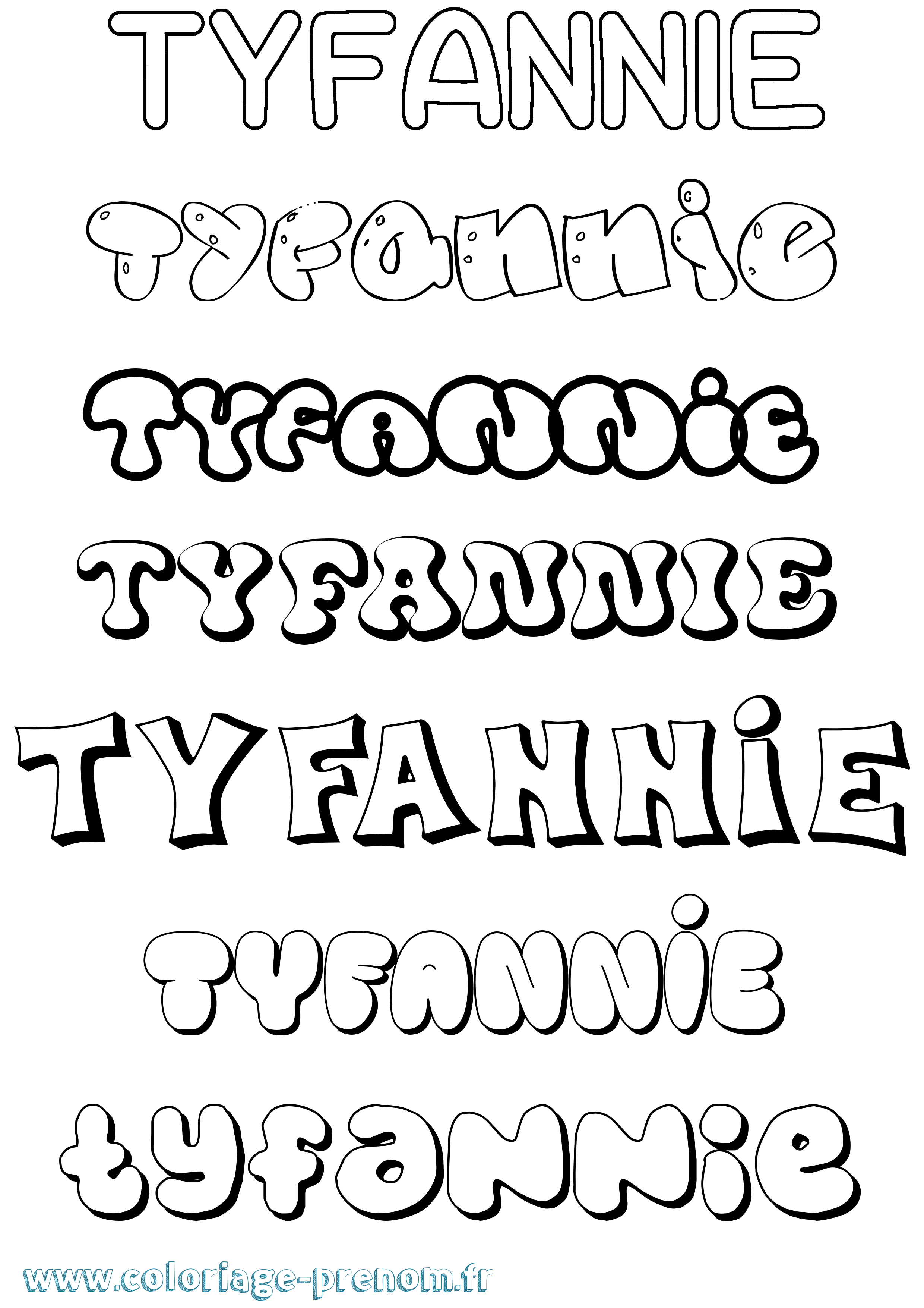 Coloriage Tyfannie Bubble Coloriage prénom Tyfannie Bubble