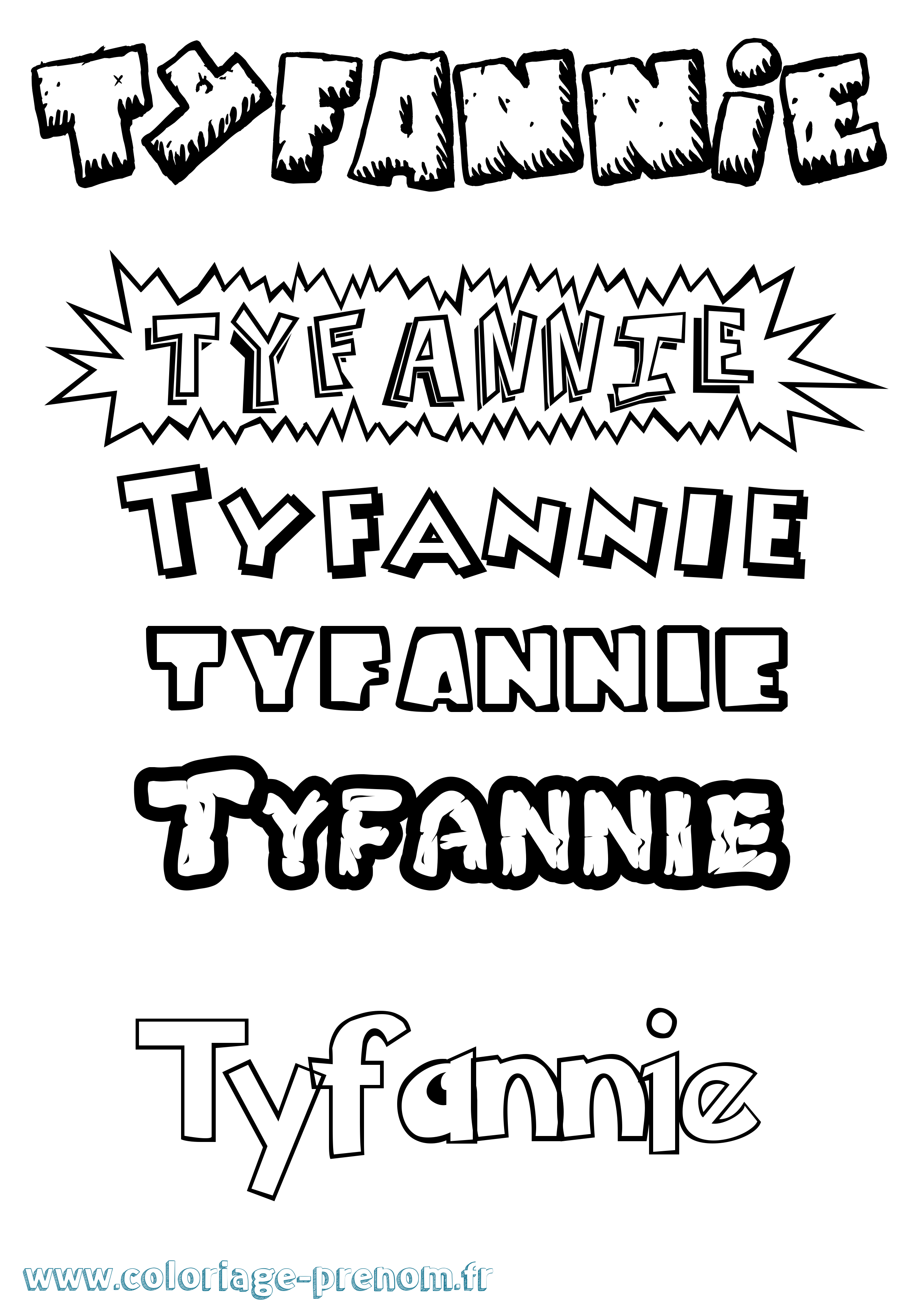 Coloriage Tyfannie Dessin Animé Coloriage prénom Tyfannie Dessin Animé