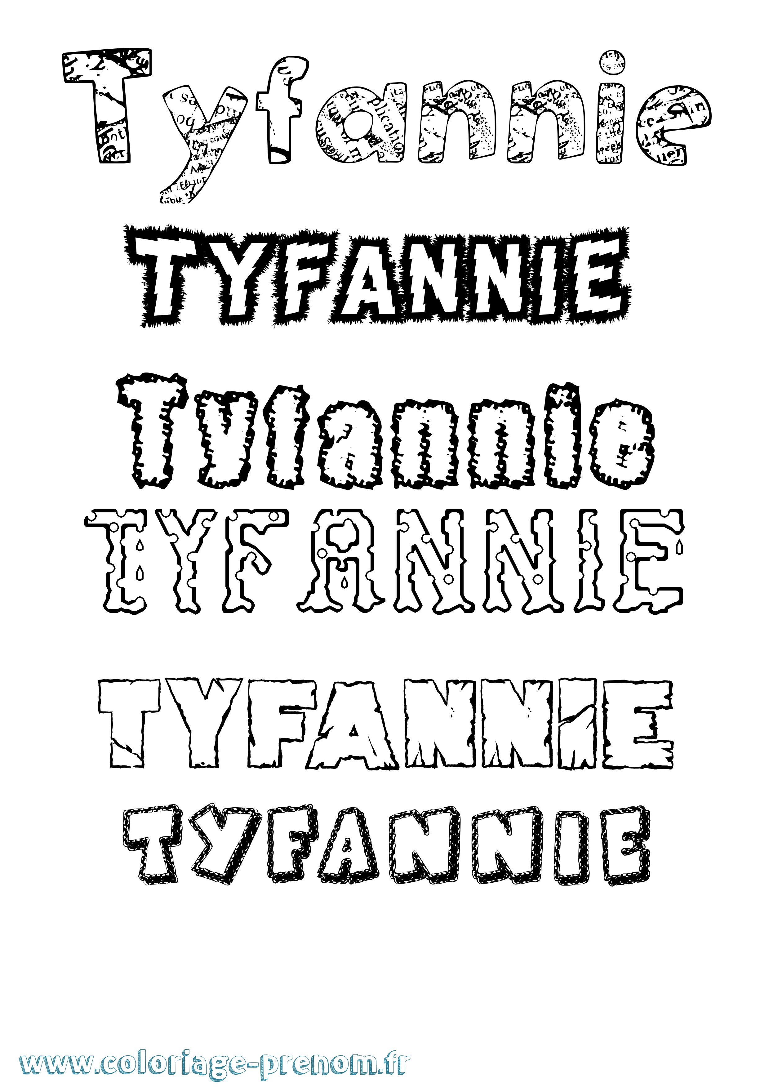 Coloriage Tyfannie Destructuré Coloriage prénom Tyfannie Destructuré