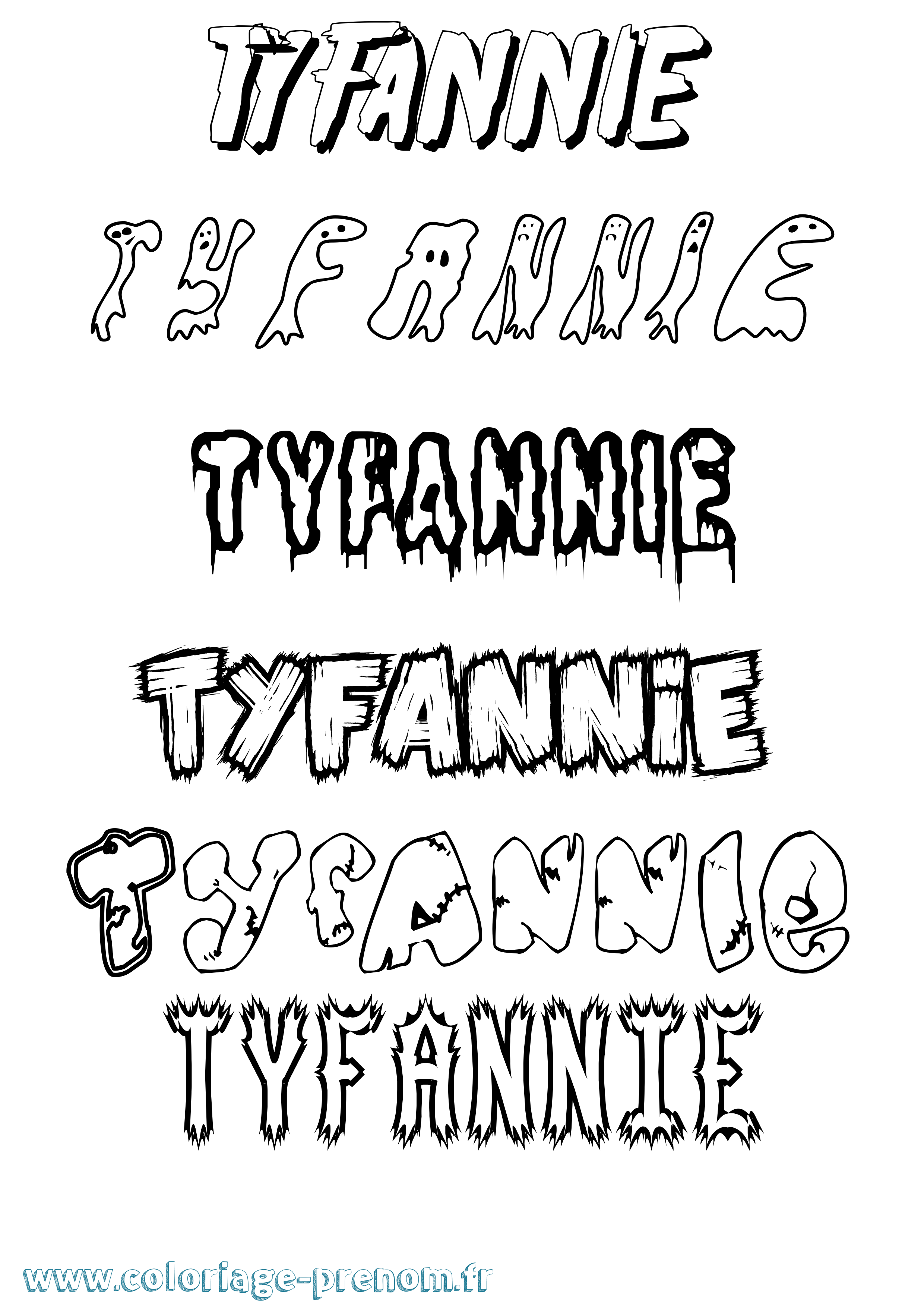 Coloriage Tyfannie Frisson Coloriage prénom Tyfannie Frisson