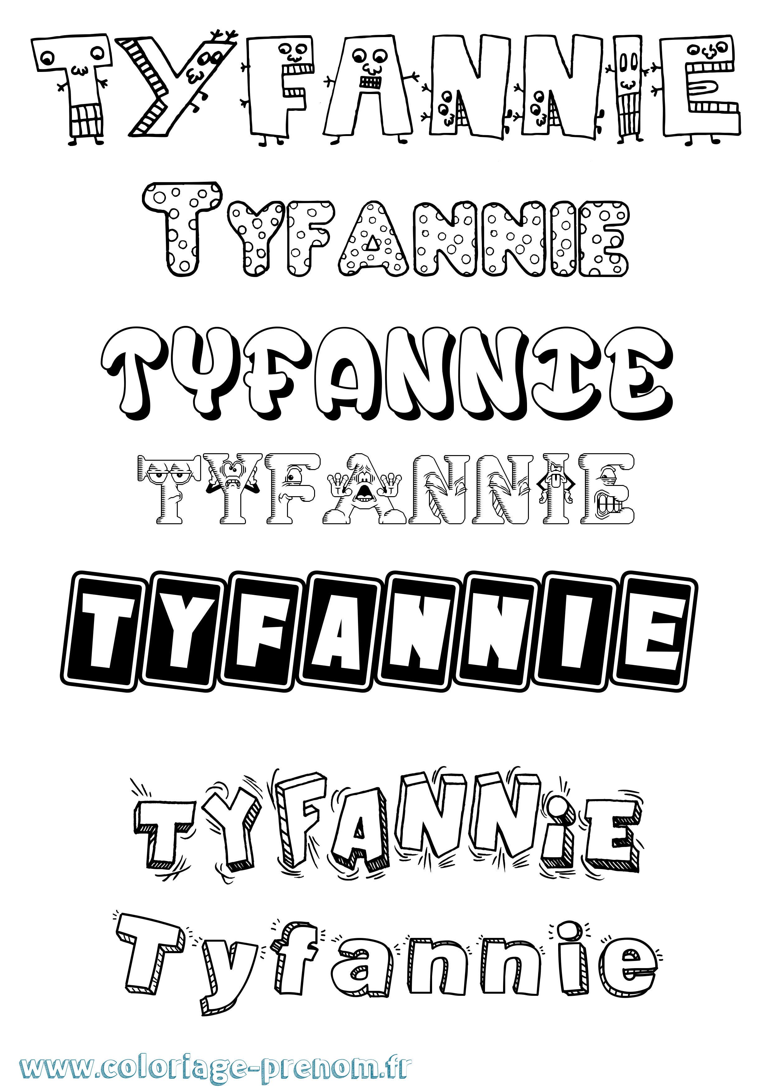 Coloriage Tyfannie Fun Coloriage prénom Tyfannie Fun