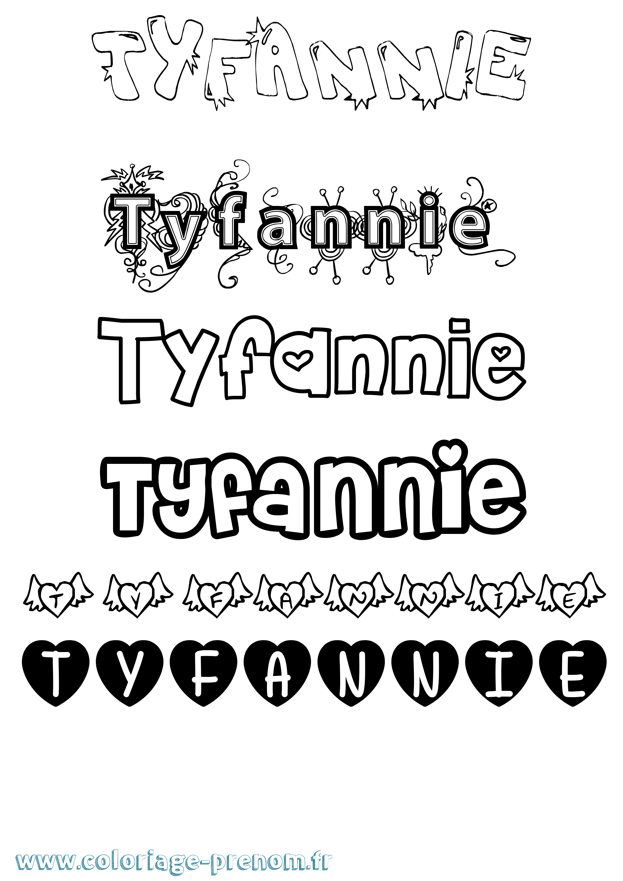 Coloriage Tyfannie Girly Coloriage prénom Tyfannie Girly