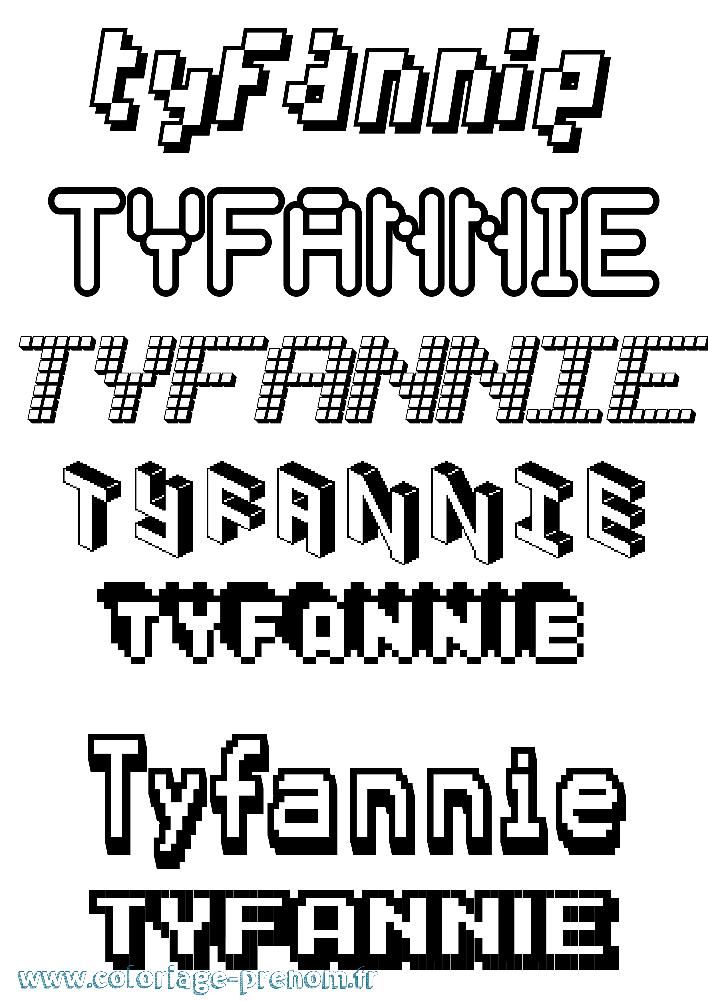 Coloriage Tyfannie Pixel Coloriage prénom Tyfannie Pixel