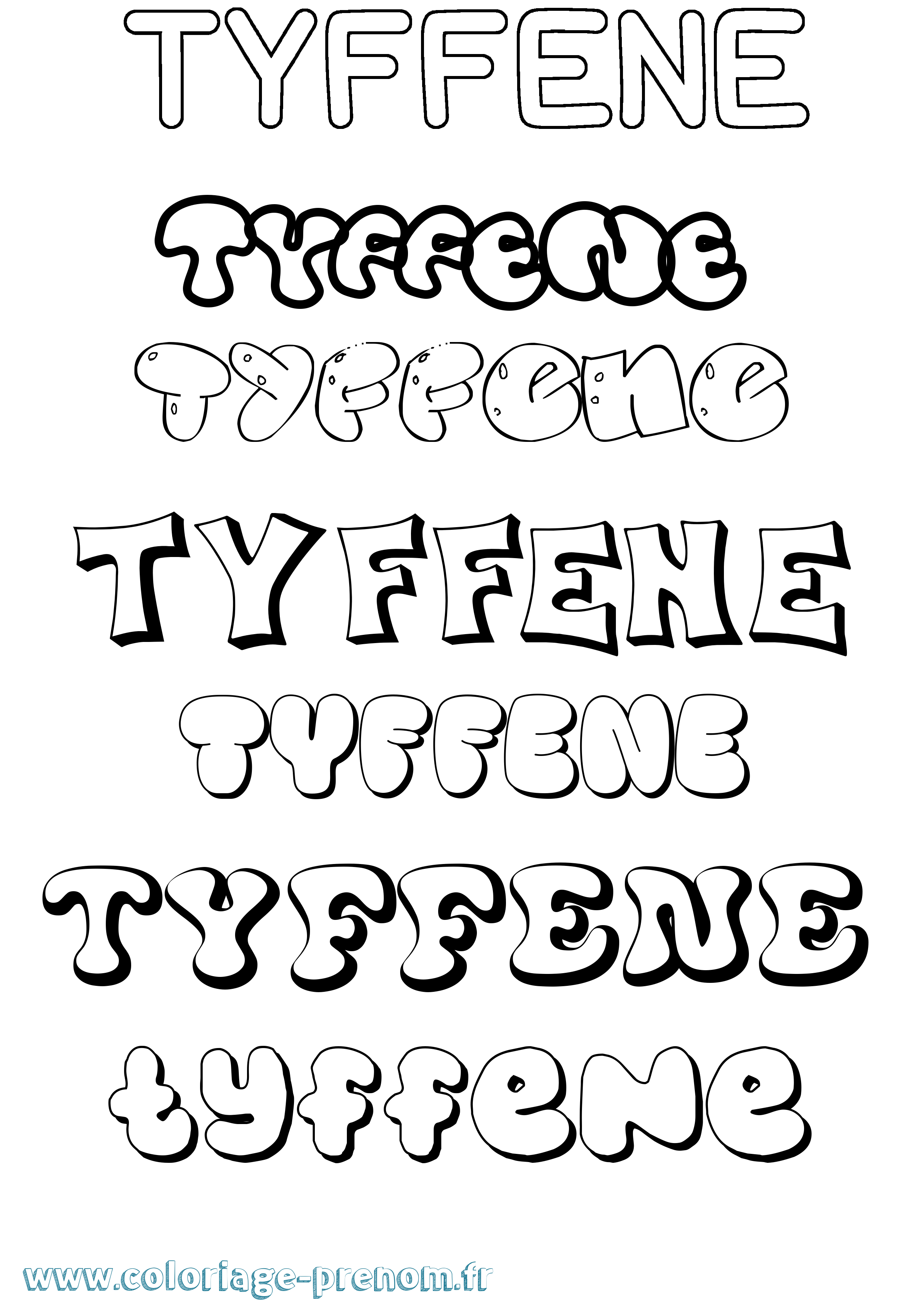 Coloriage Tyffene Bubble Coloriage prénom Tyffene Bubble