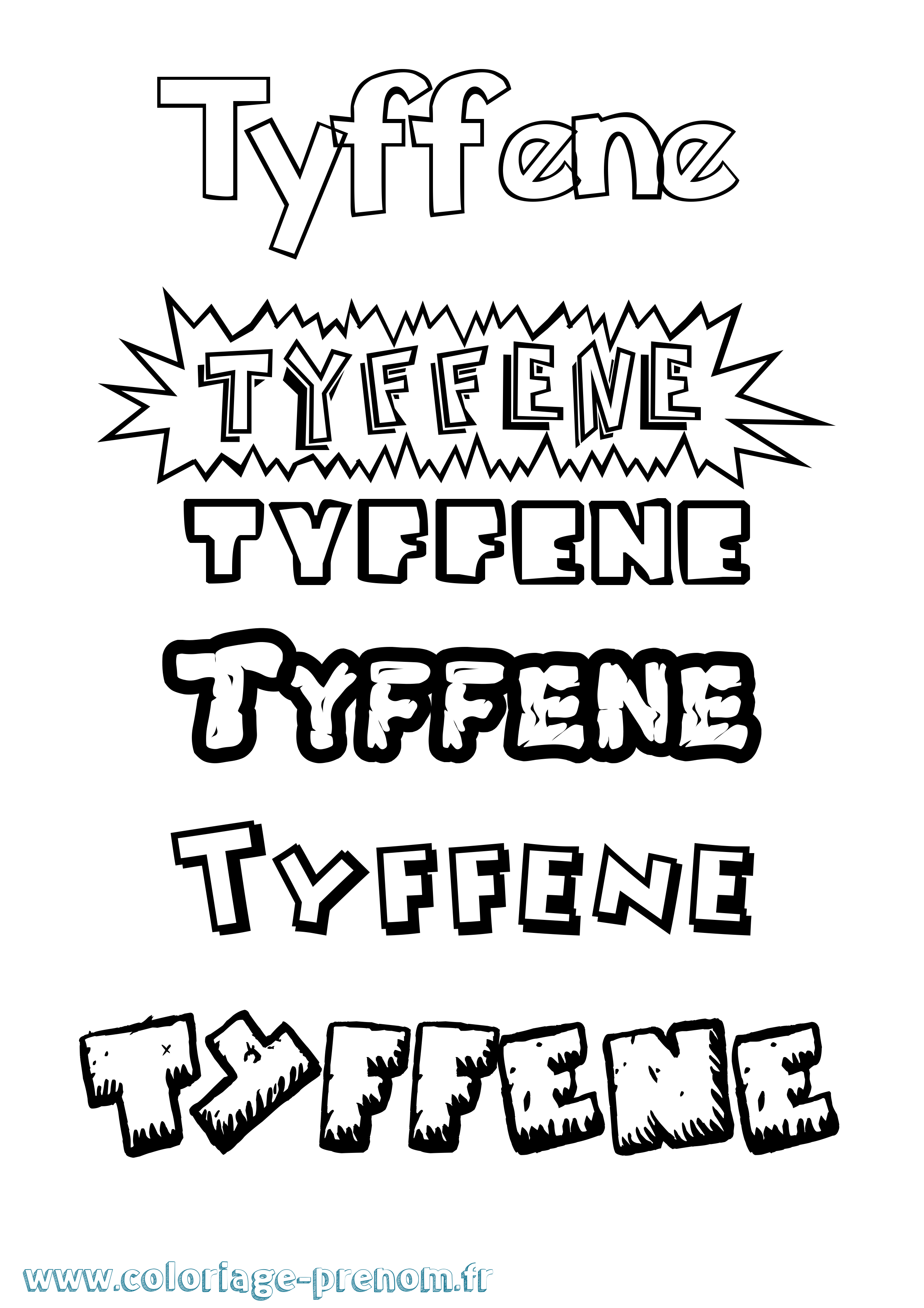 Coloriage Tyffene Dessin Animé Coloriage prénom Tyffene Dessin Animé