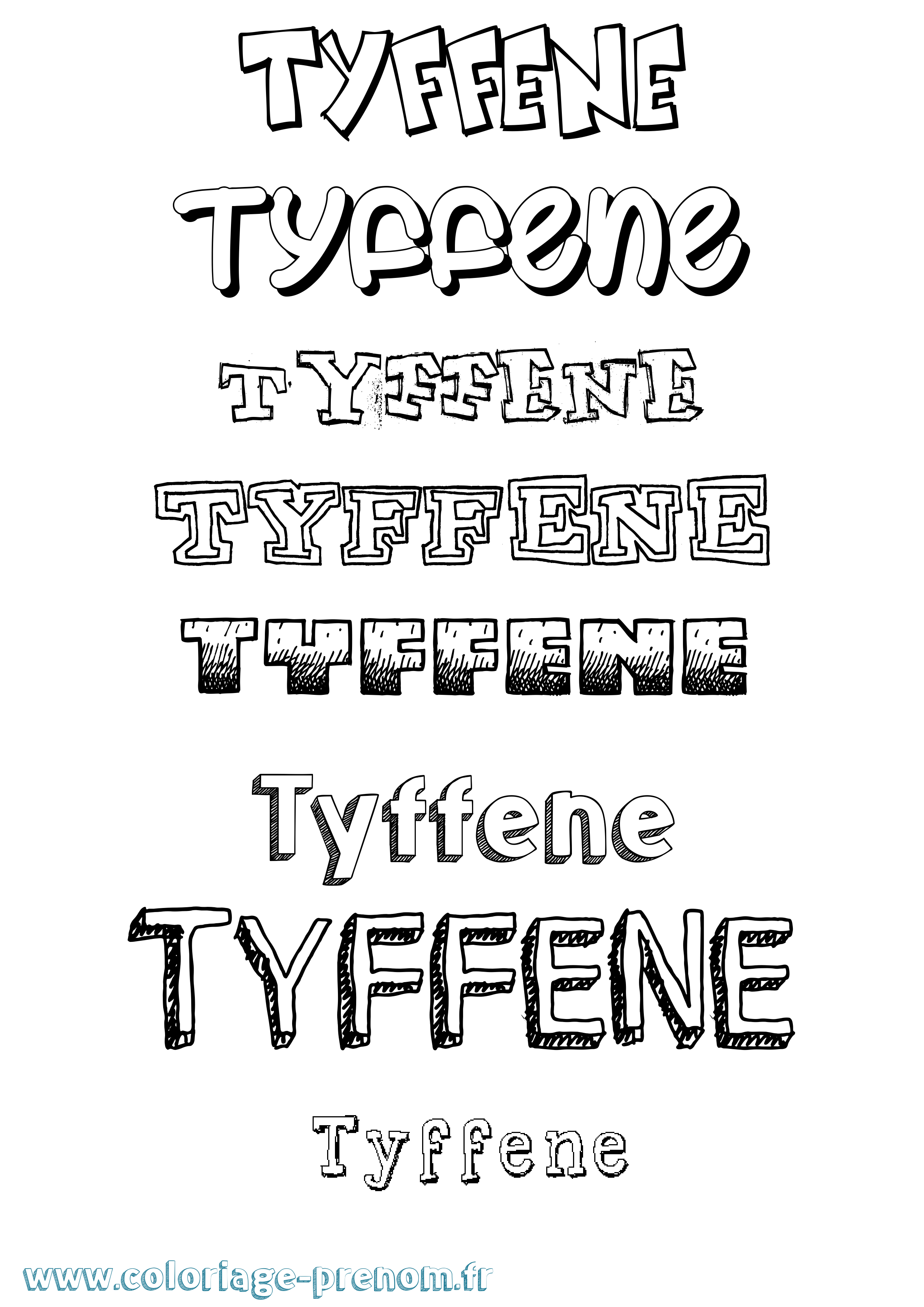 Coloriage Tyffene Dessiné Coloriage prénom Tyffene Dessiné