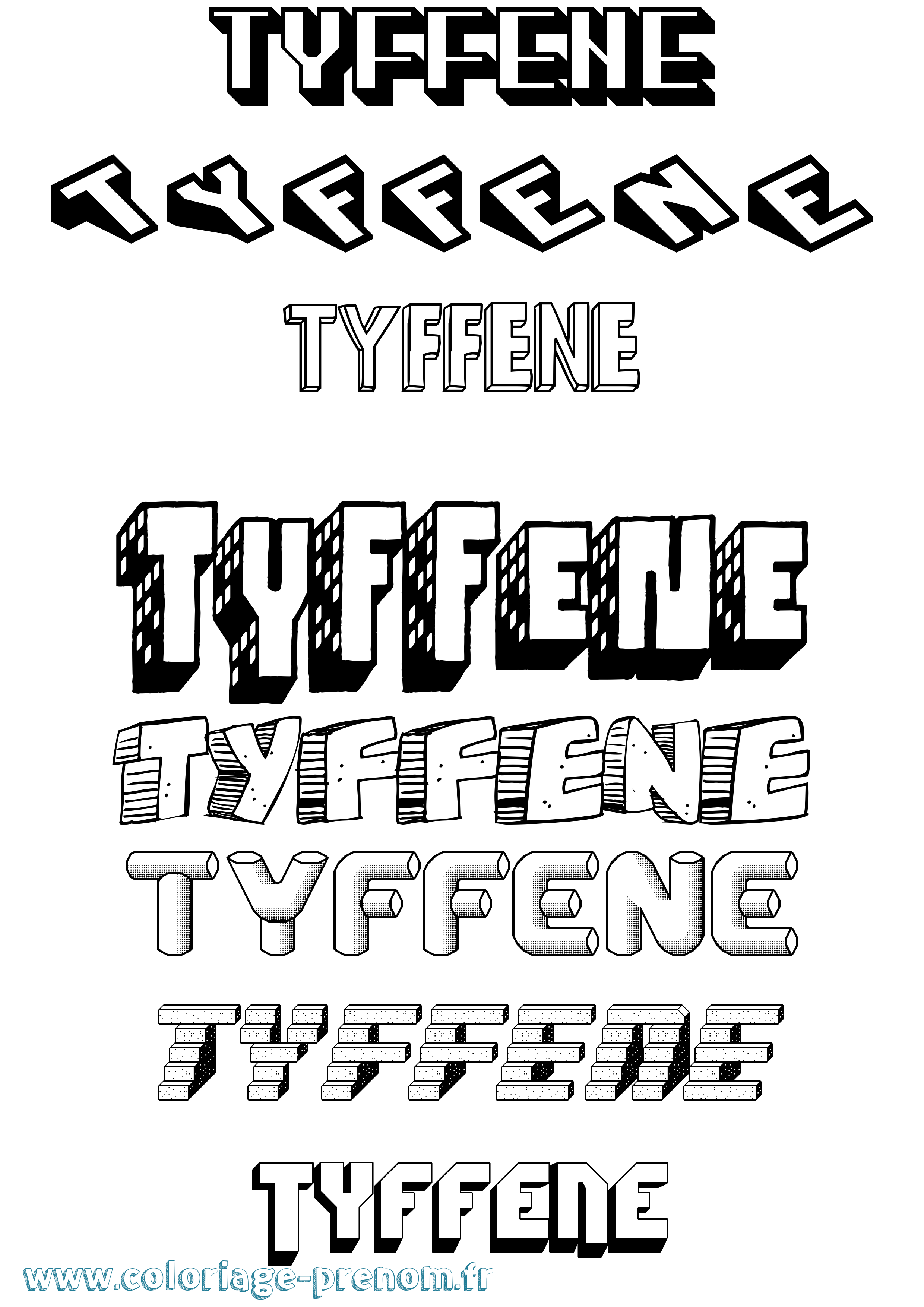 Coloriage Tyffene Effet 3D Coloriage prénom Tyffene Effet 3D