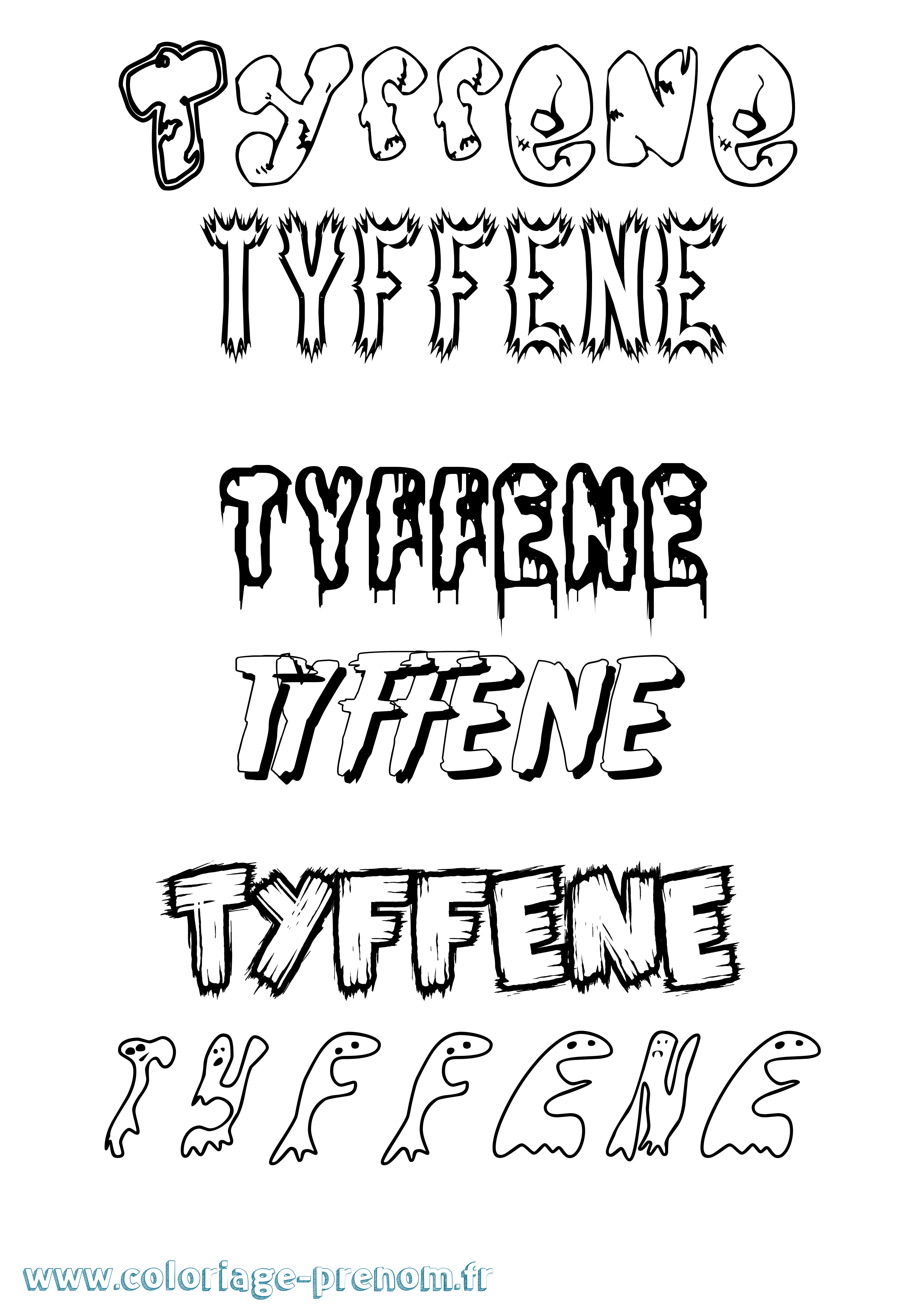 Coloriage Tyffene Frisson Coloriage prénom Tyffene Frisson