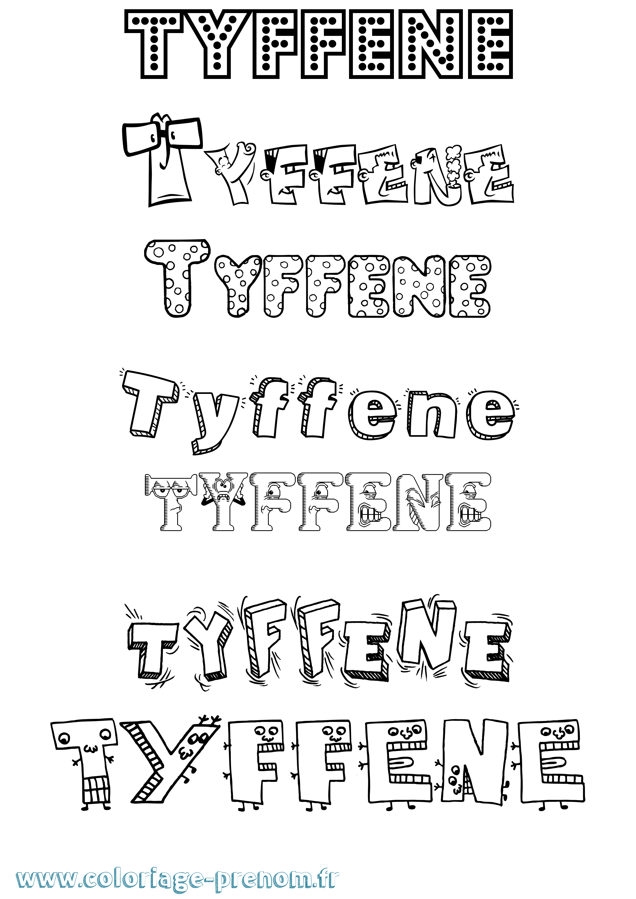 Coloriage Tyffene Fun Coloriage prénom Tyffene Fun