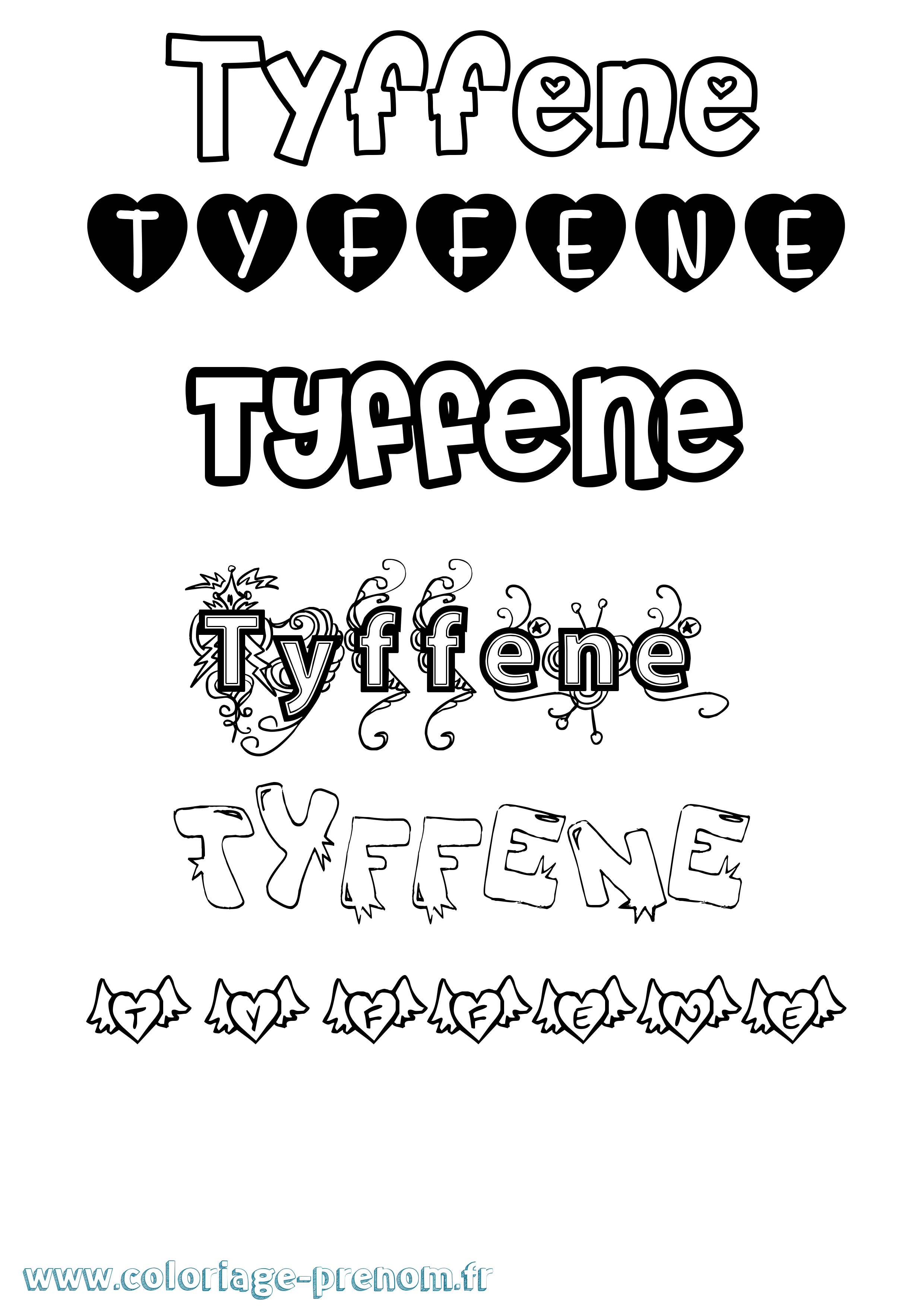 Coloriage Tyffene Girly Coloriage prénom Tyffene Girly