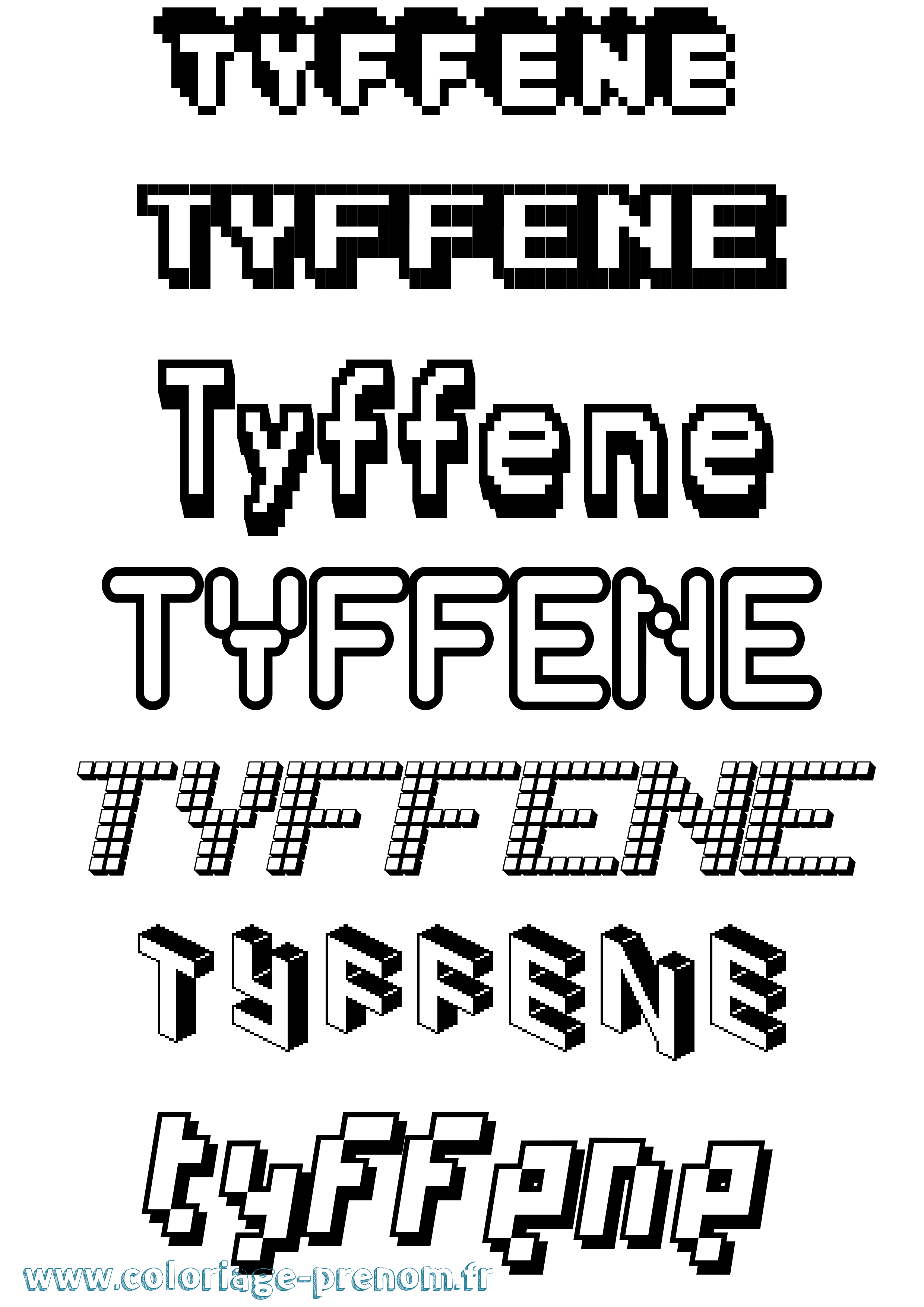 Coloriage Tyffene Pixel Coloriage prénom Tyffene Pixel