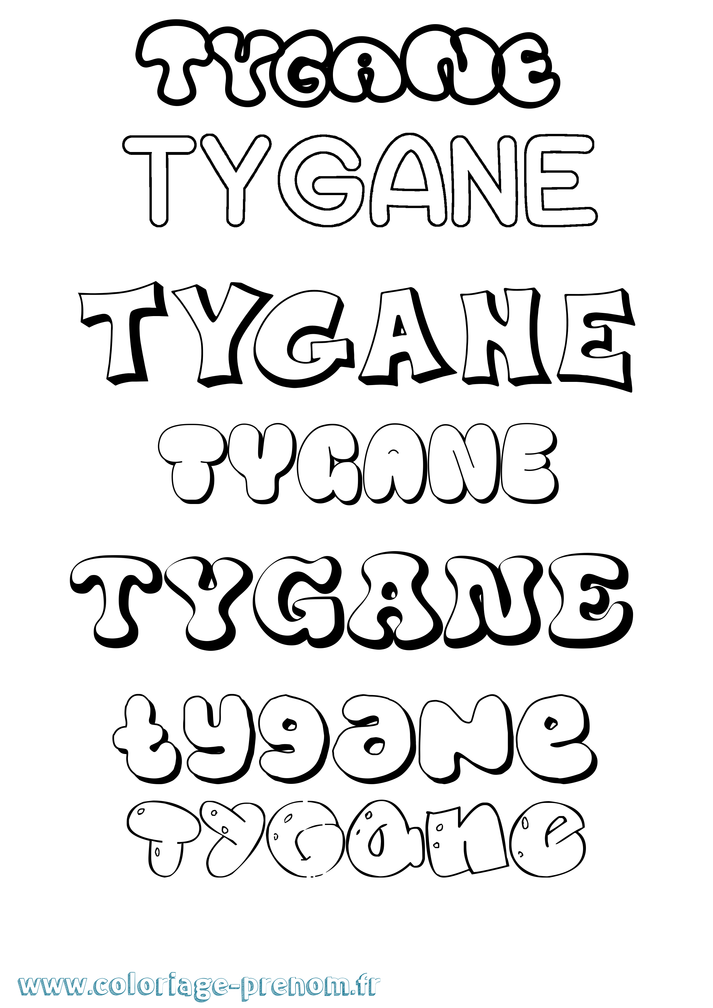 Coloriage Tygane Bubble Coloriage prénom Tygane Bubble