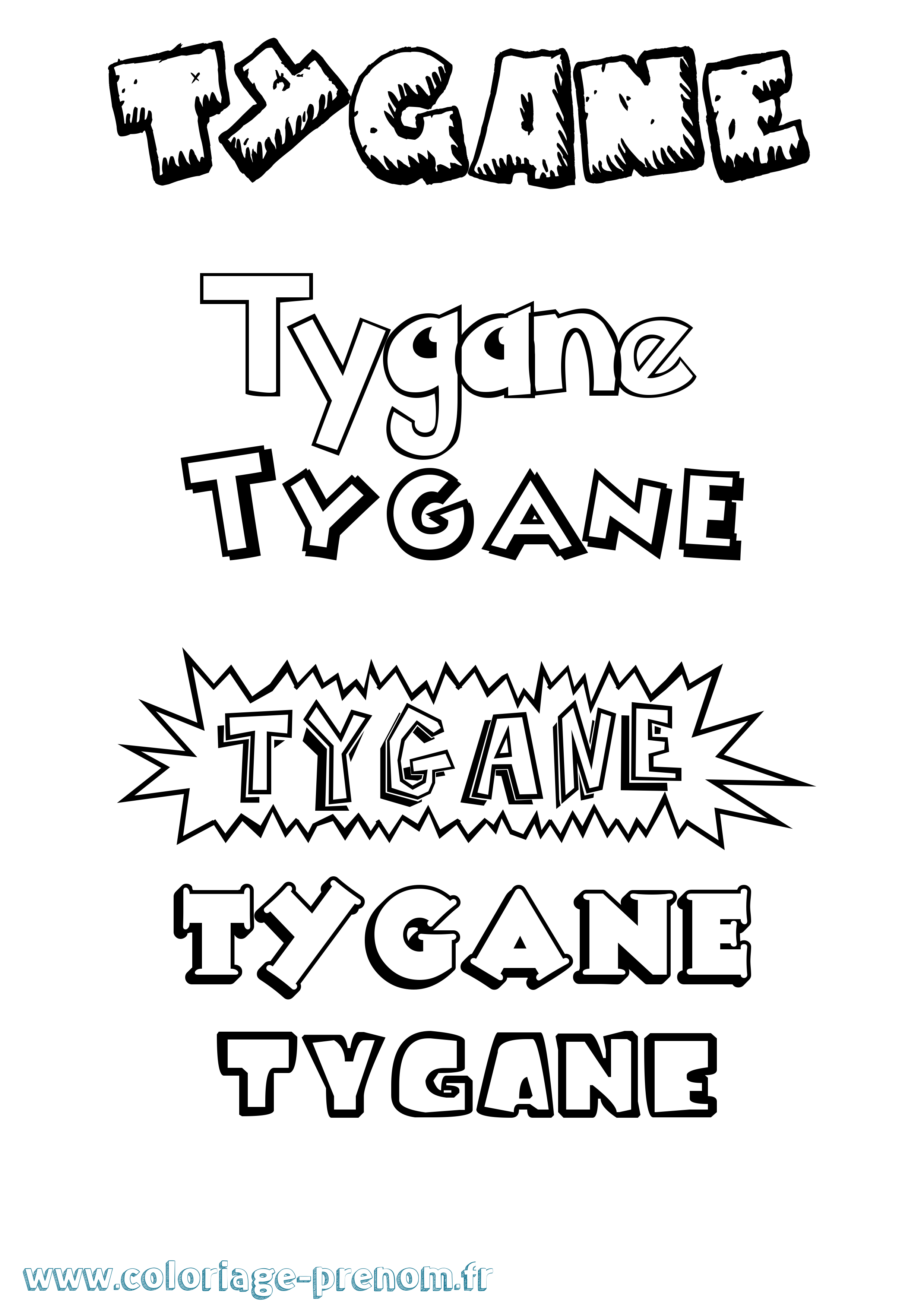 Coloriage Tygane Dessin Animé Coloriage prénom Tygane Dessin Animé