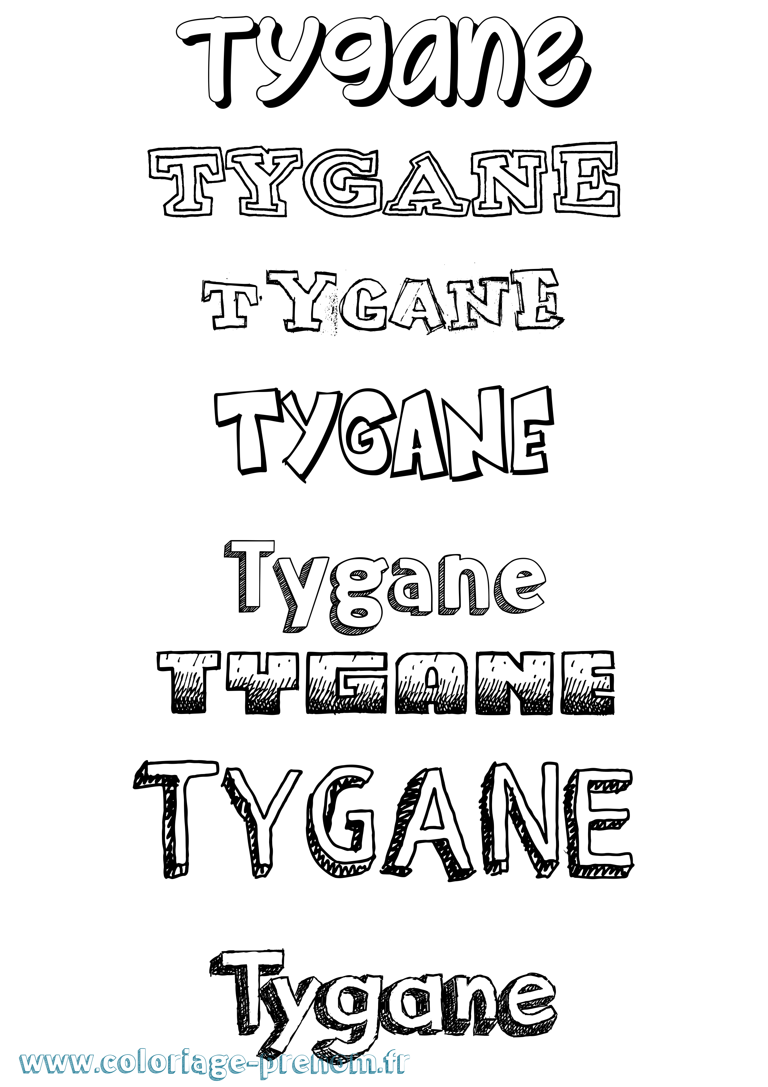 Coloriage Tygane Dessiné Coloriage prénom Tygane Dessiné