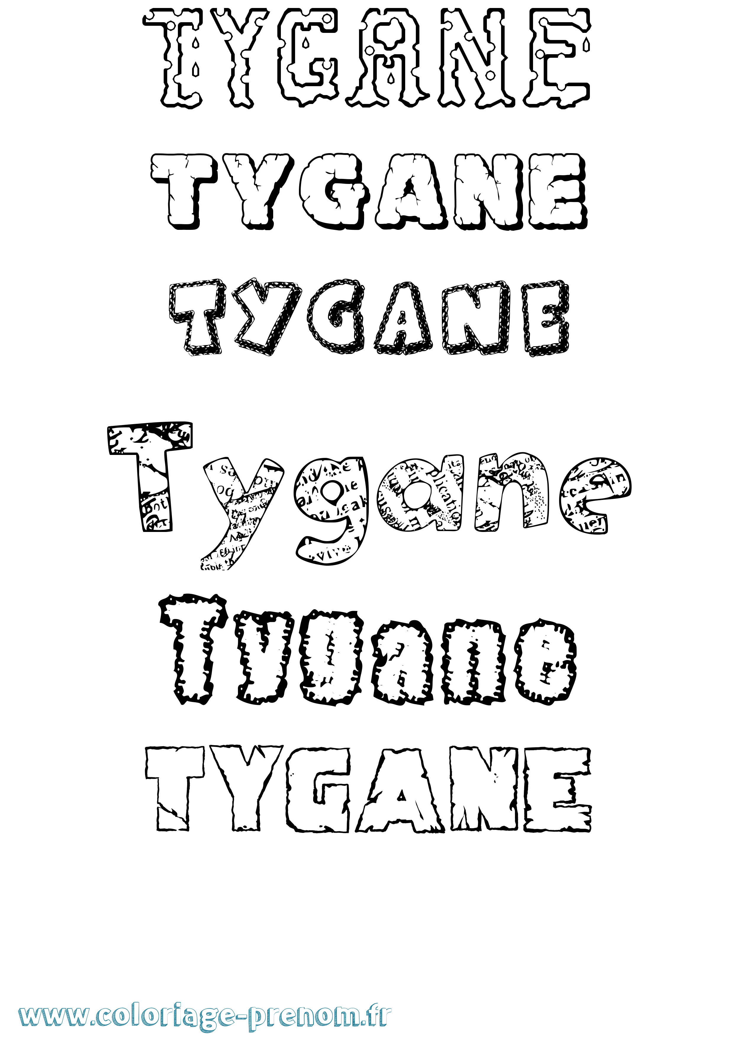 Coloriage Tygane Destructuré Coloriage prénom Tygane Destructuré