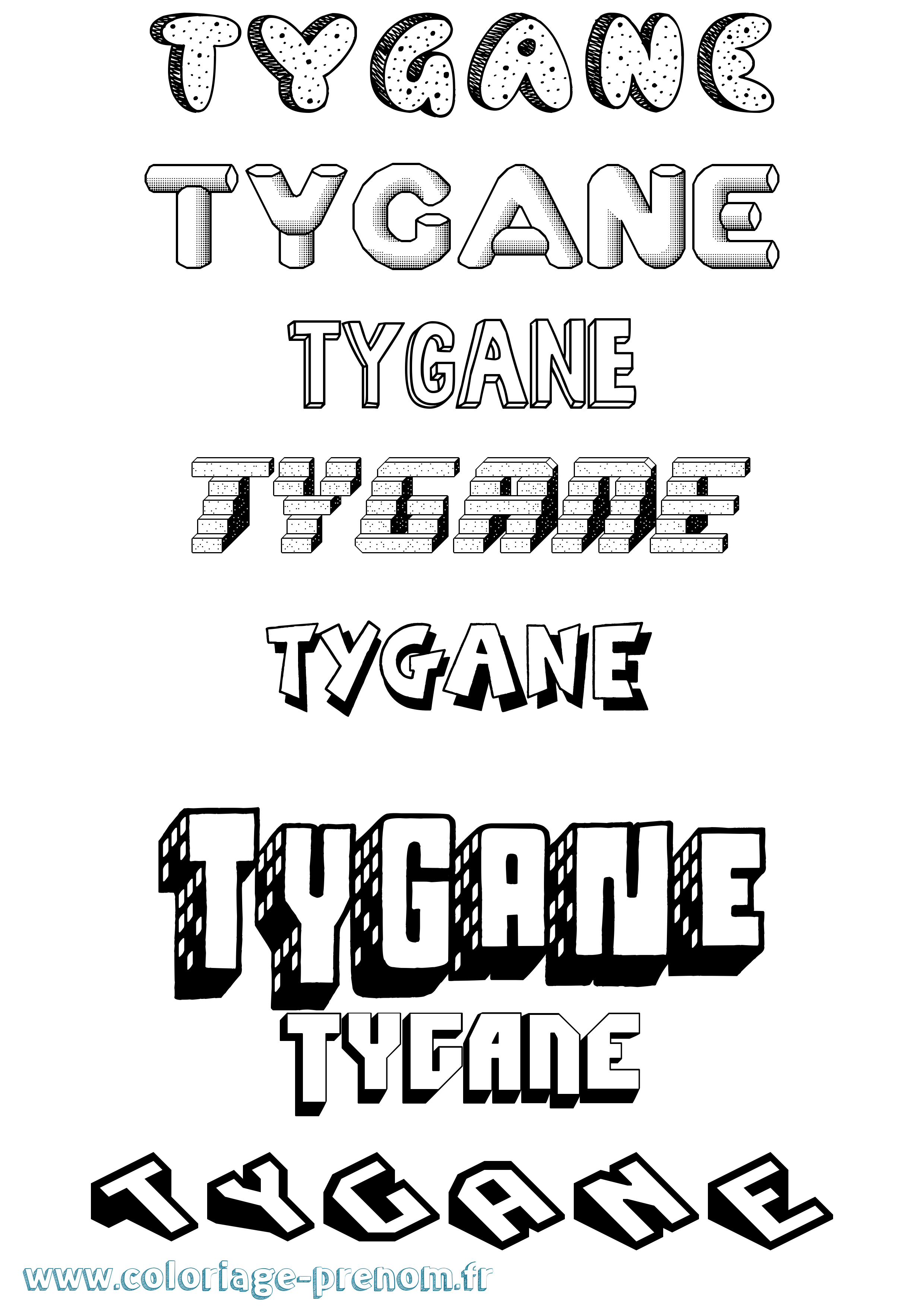 Coloriage Tygane Effet 3D Coloriage prénom Tygane Effet 3D