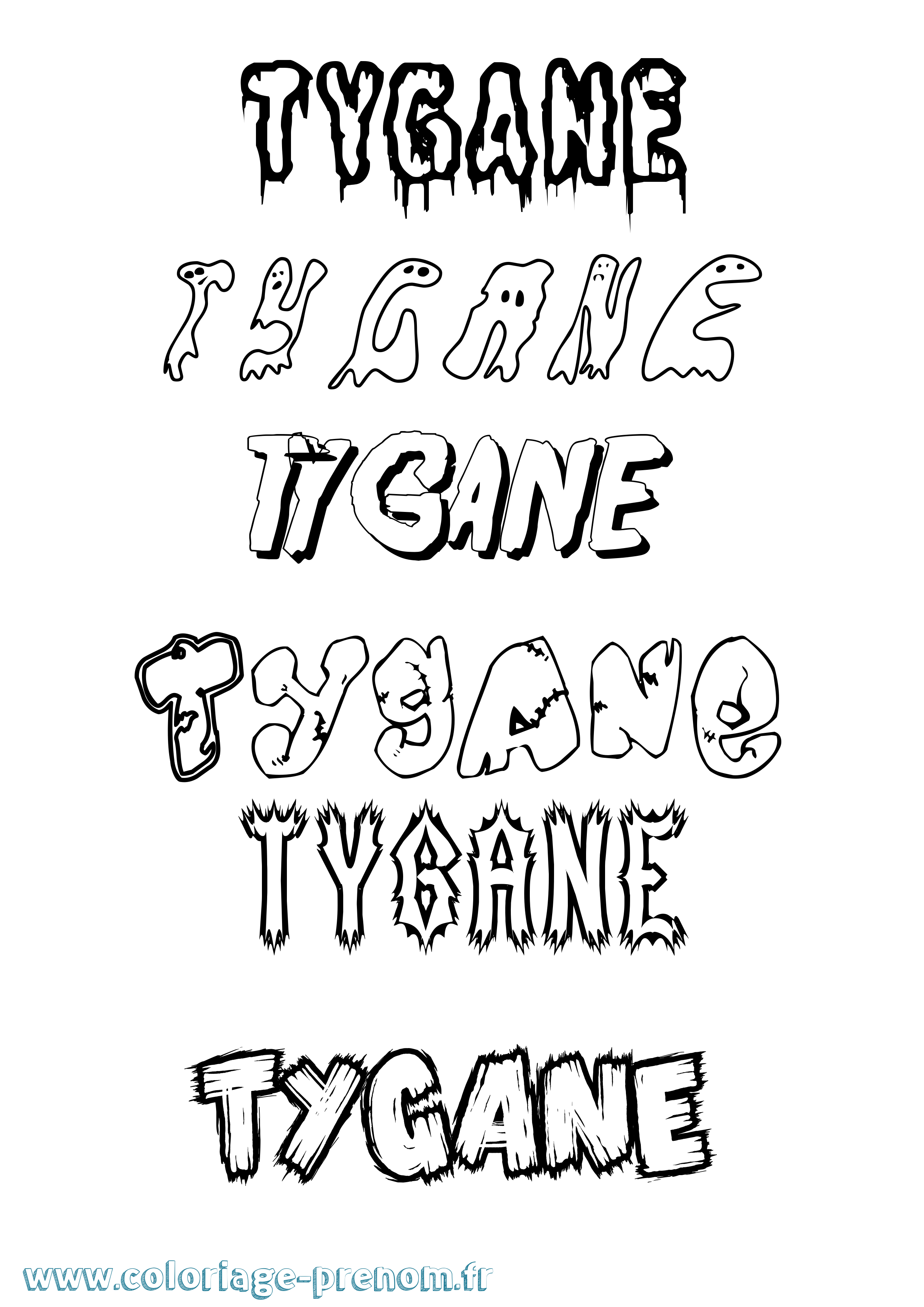 Coloriage Tygane Frisson Coloriage prénom Tygane Frisson