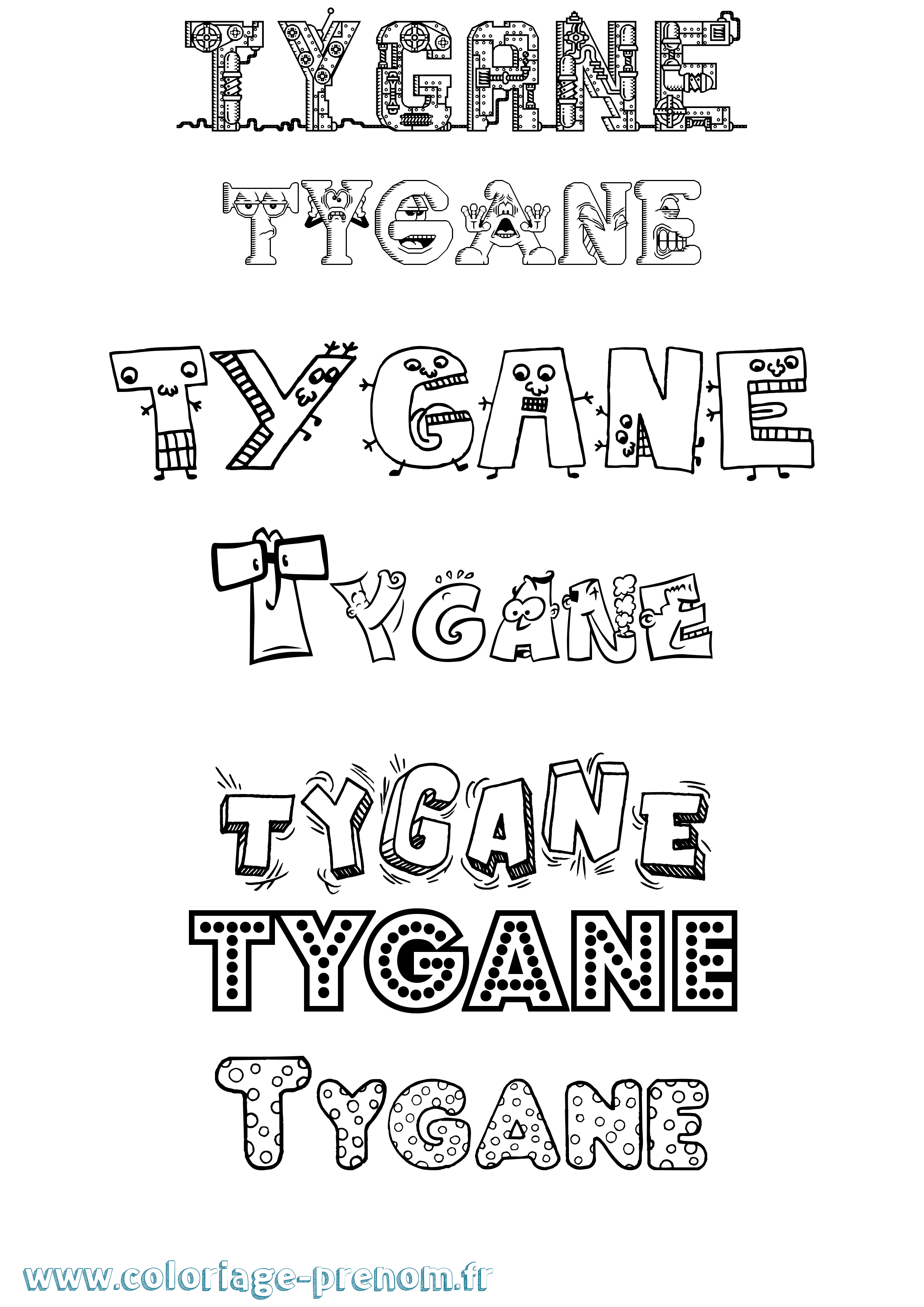 Coloriage Tygane Fun Coloriage prénom Tygane Fun