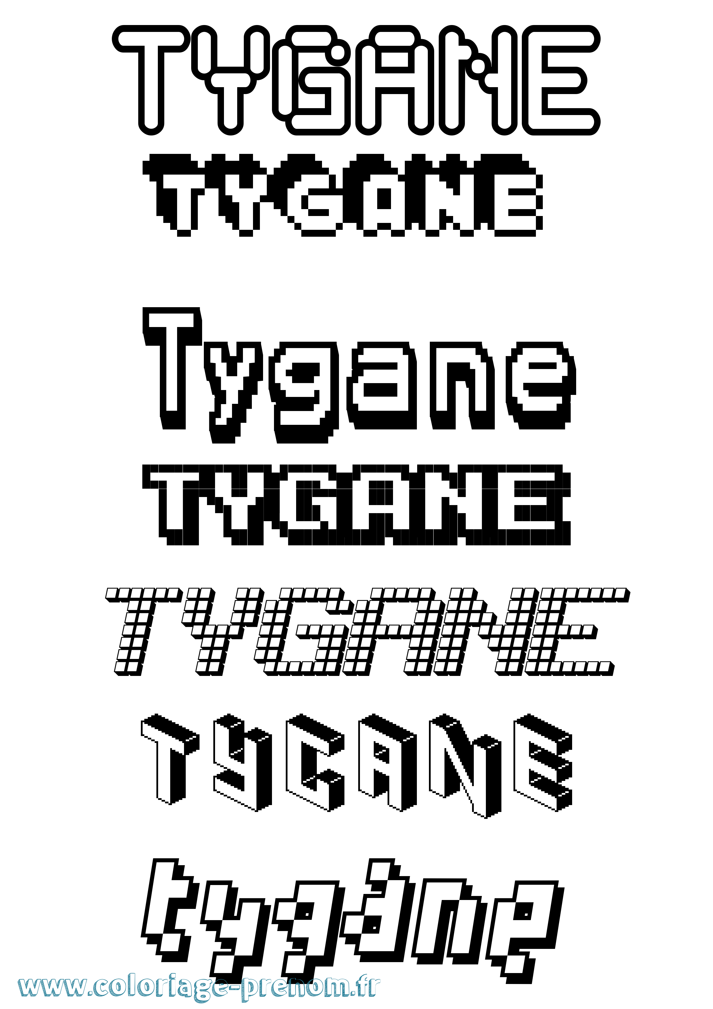Coloriage Tygane Pixel Coloriage prénom Tygane Pixel