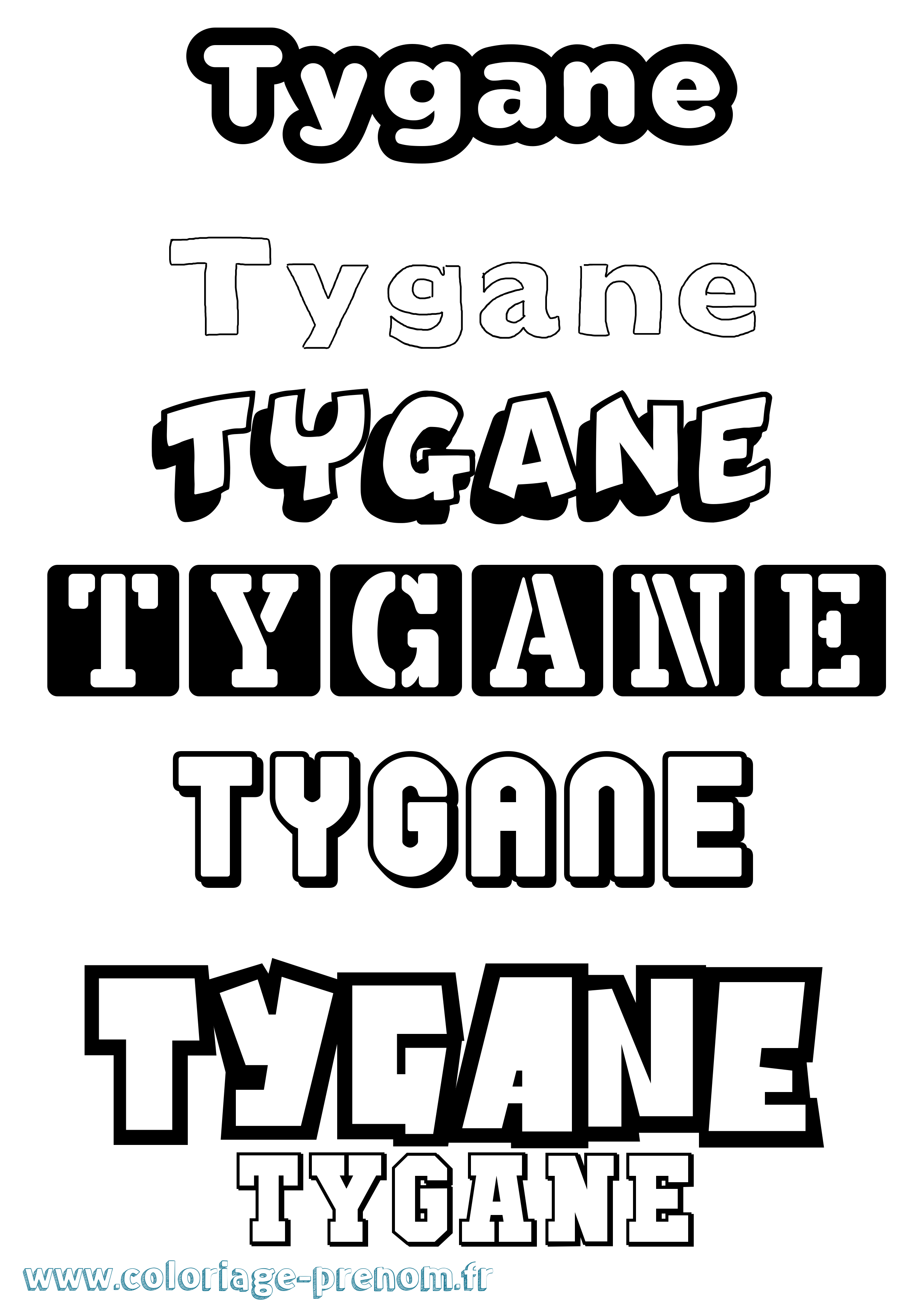 Coloriage Tygane Simple Coloriage prénom Tygane Simple