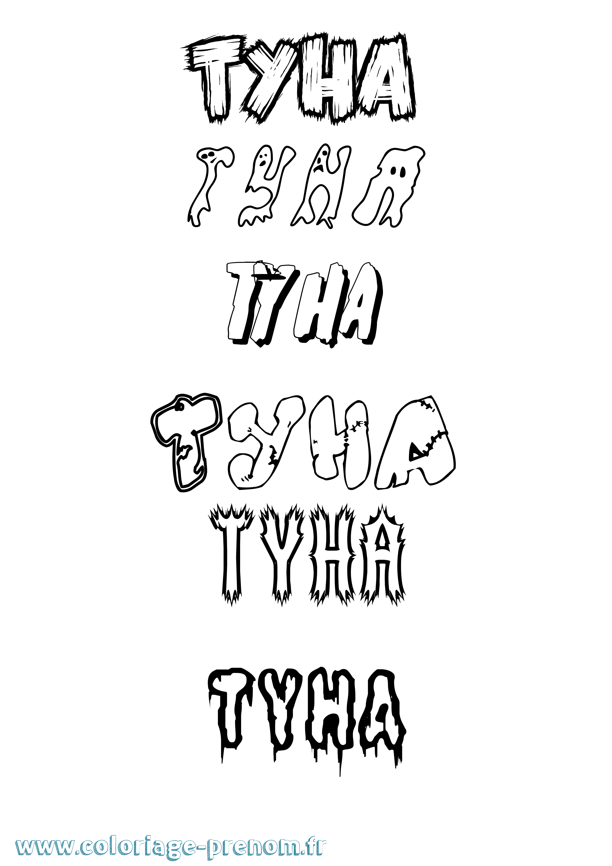Coloriage Tyha Frisson Coloriage prénom Tyha Frisson