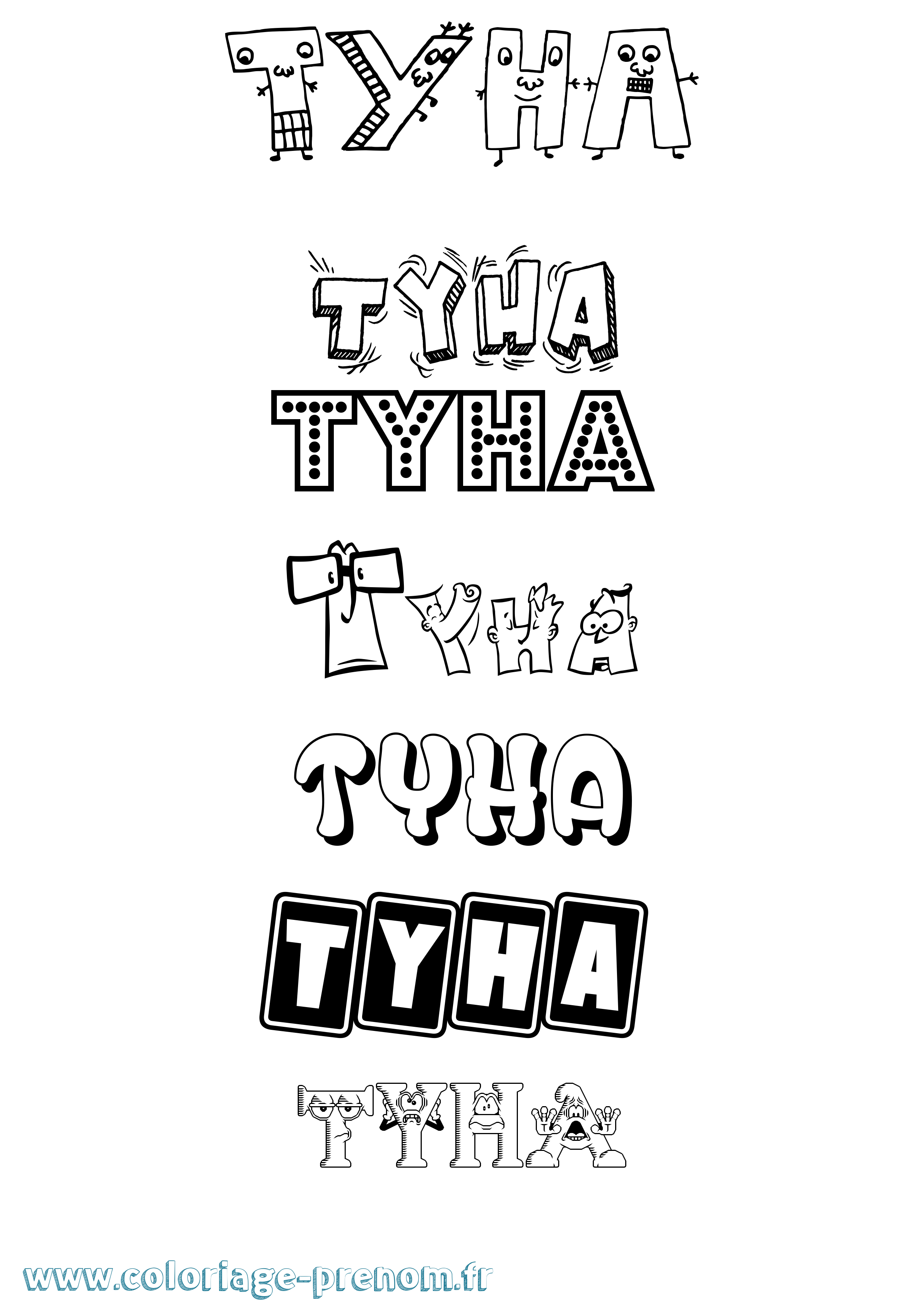 Coloriage Tyha Fun Coloriage prénom Tyha Fun