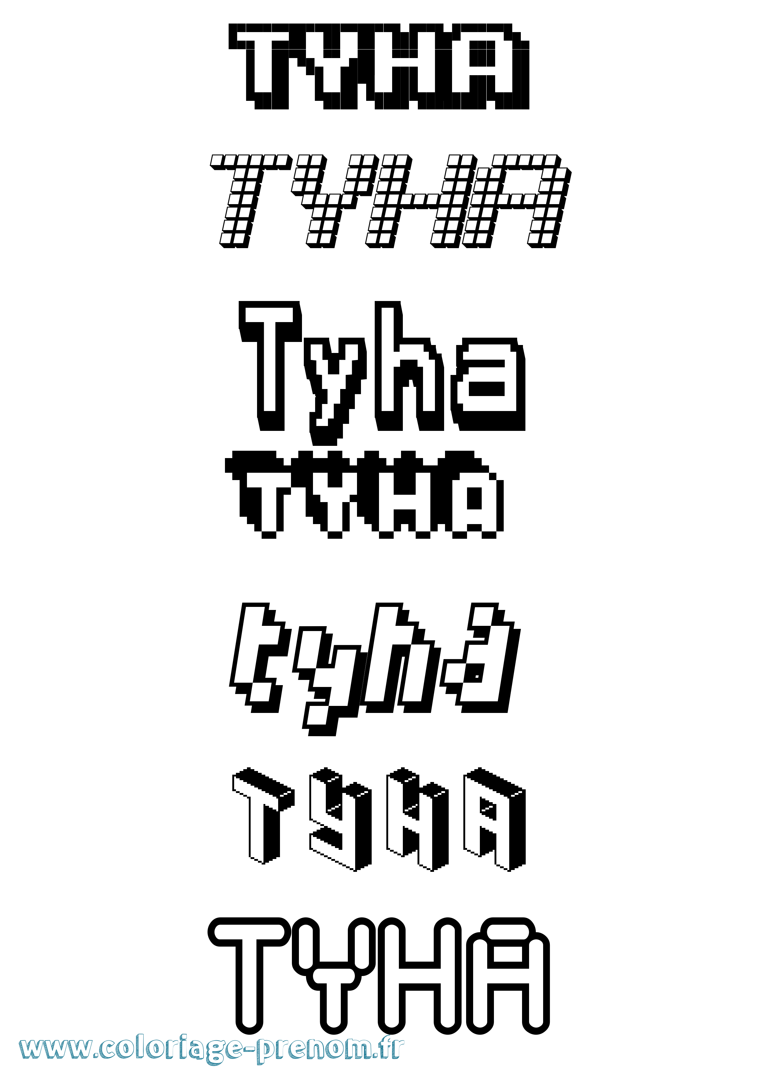 Coloriage Tyha Pixel Coloriage prénom Tyha Pixel