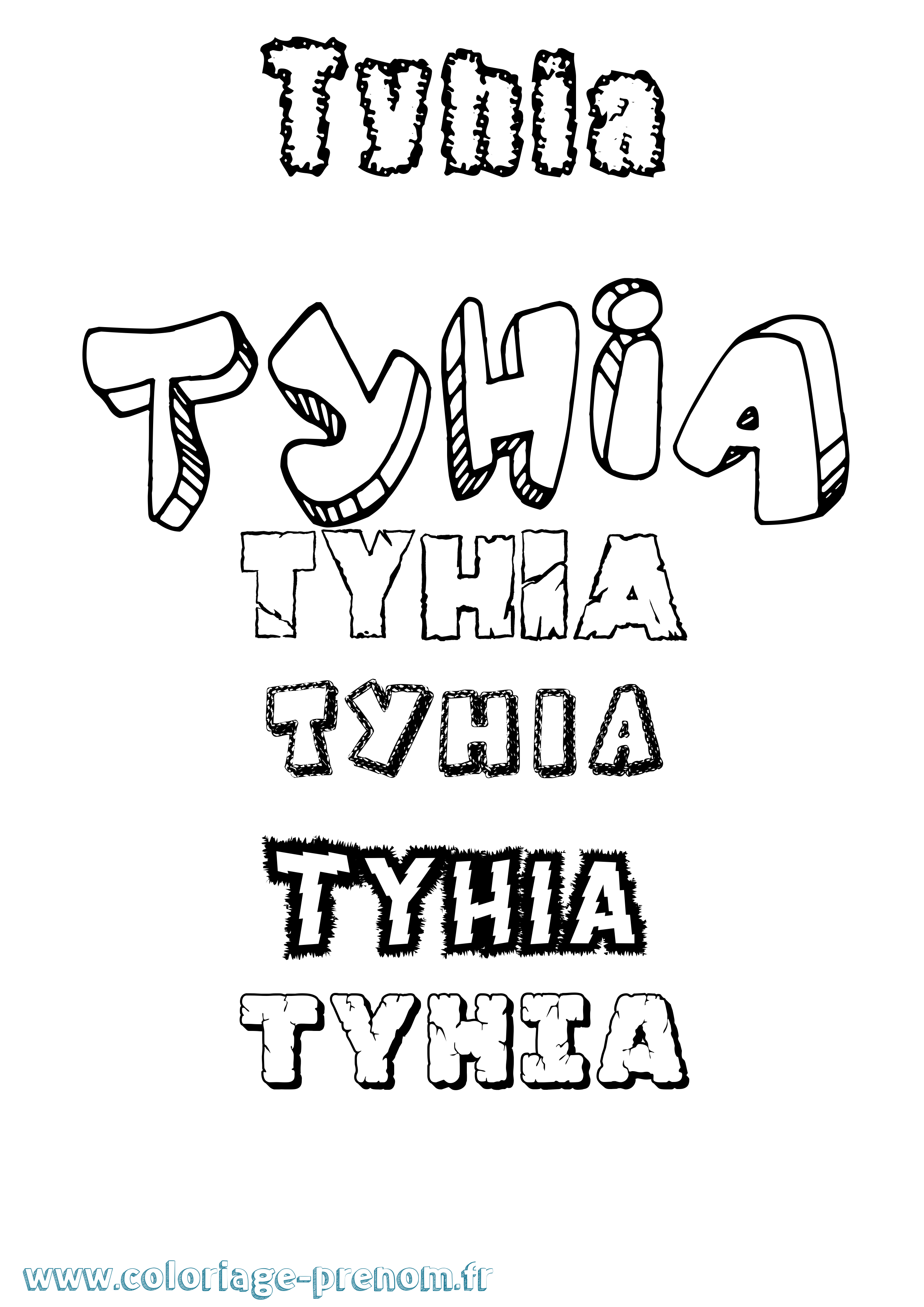 Coloriage Tyhia Destructuré Coloriage prénom Tyhia Destructuré