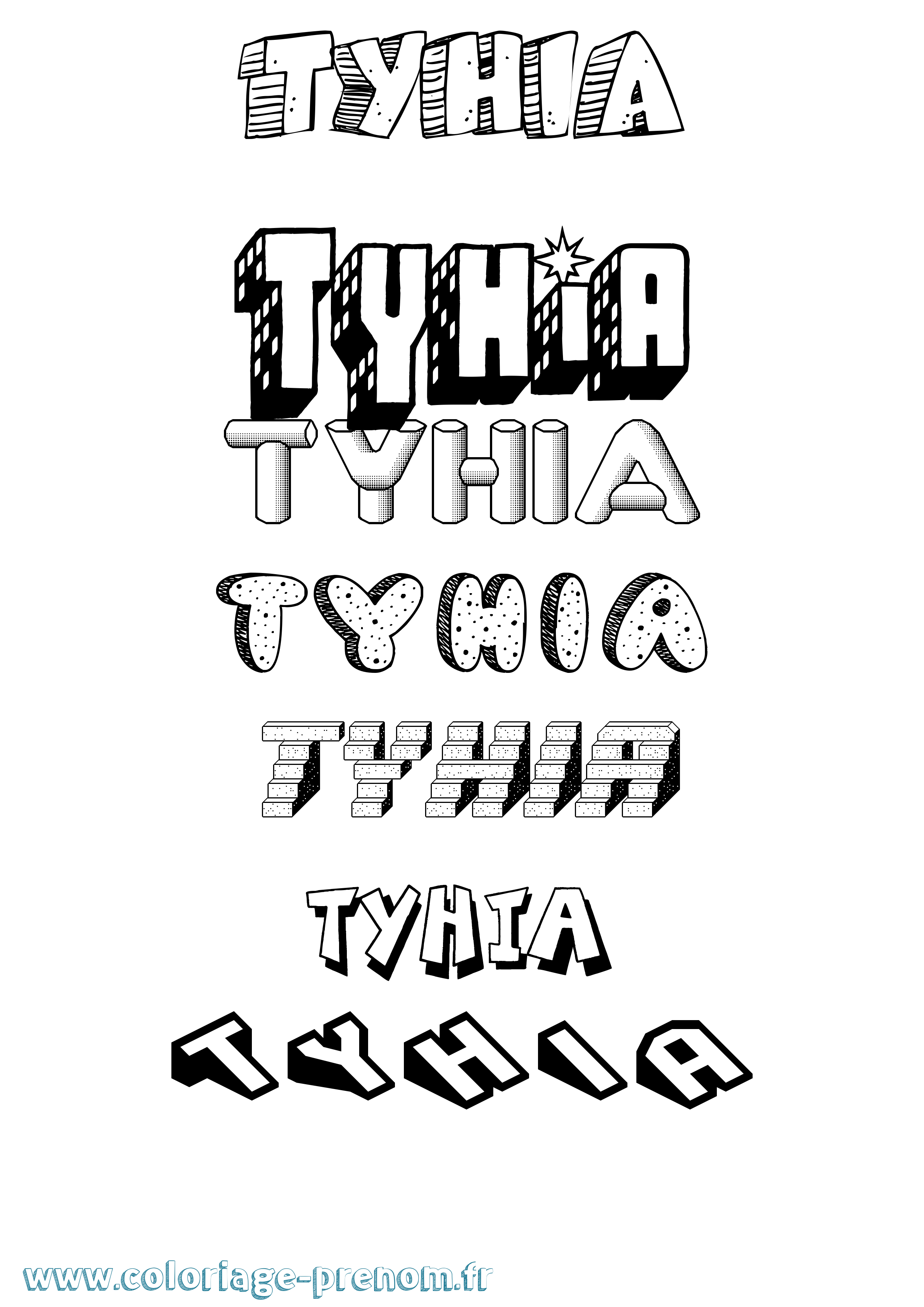 Coloriage Tyhia Effet 3D Coloriage prénom Tyhia Effet 3D