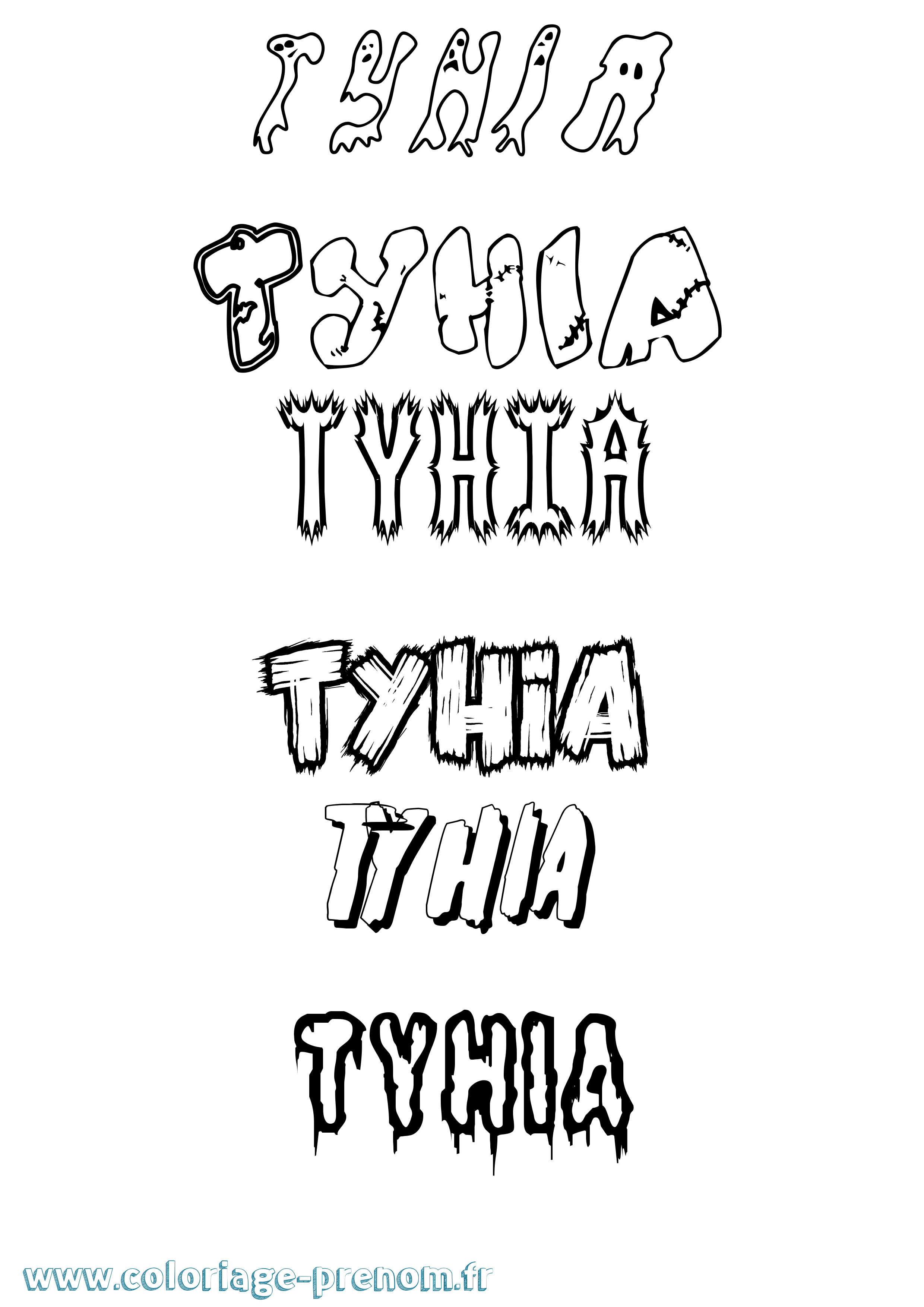 Coloriage Tyhia Frisson Coloriage prénom Tyhia Frisson